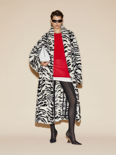 THE ATTICO WHITE AND BLACK LONG FUR COAT outlook