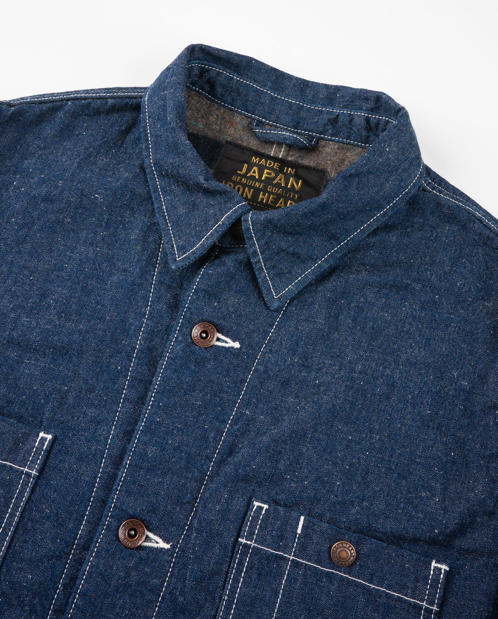 IHJ-149-IND 10oz Selvedge Denim Blanket Lined Chore Jacket Indigo - 2
