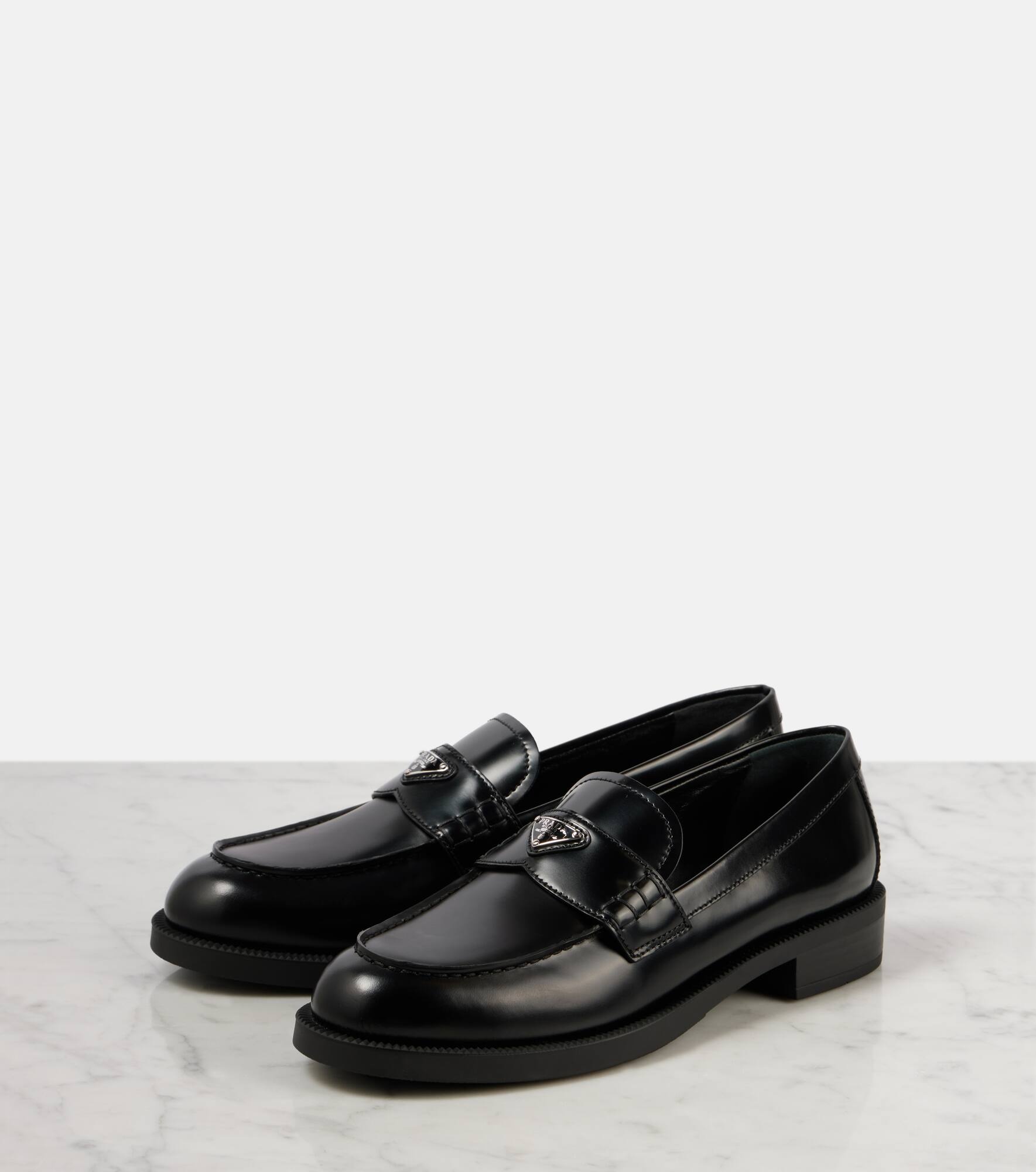 Logo leather loafers - 5