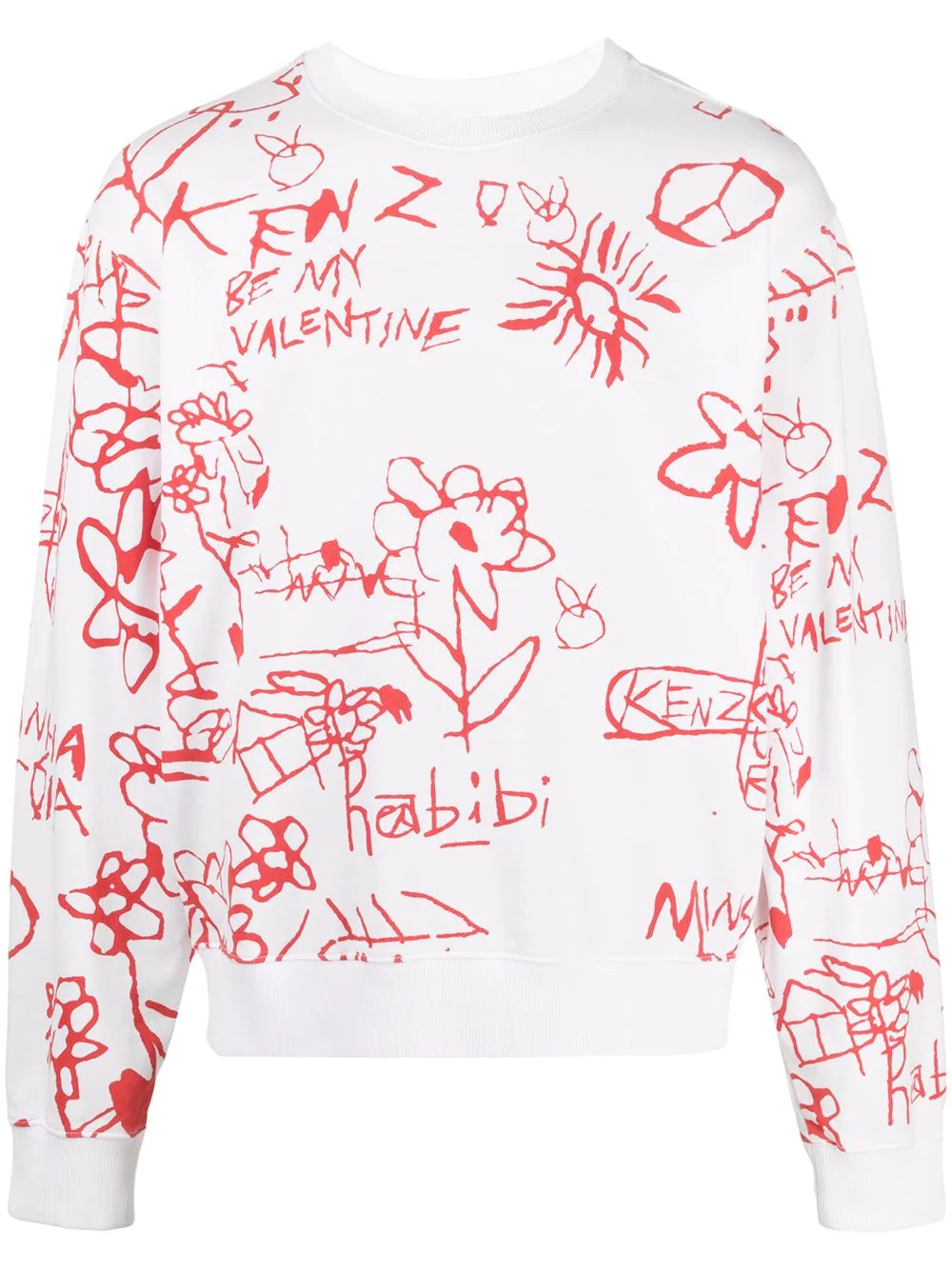 drawing-print crew-neck sweatshirt - 1