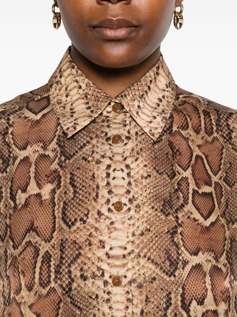 snakeskin-print long-sleeve shirt - 5