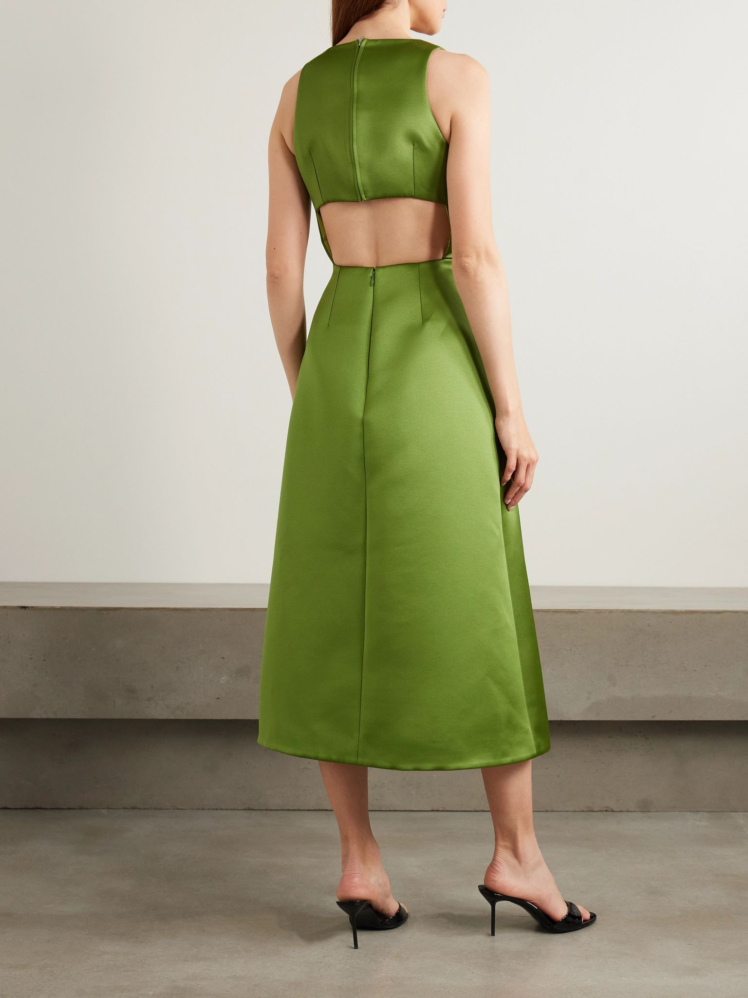 Adonica cutout duchesse-satin maxi dress Green - 3
