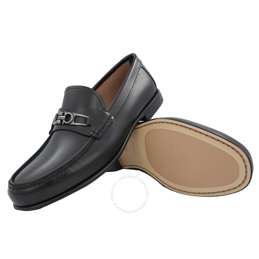 NEW SALVATORE FERRAGAMO men\'s mathias leather gancnini moccasin in black Ferragamo Salvatore Ferragamo Mathias Black Leather Gancnini  main image 4