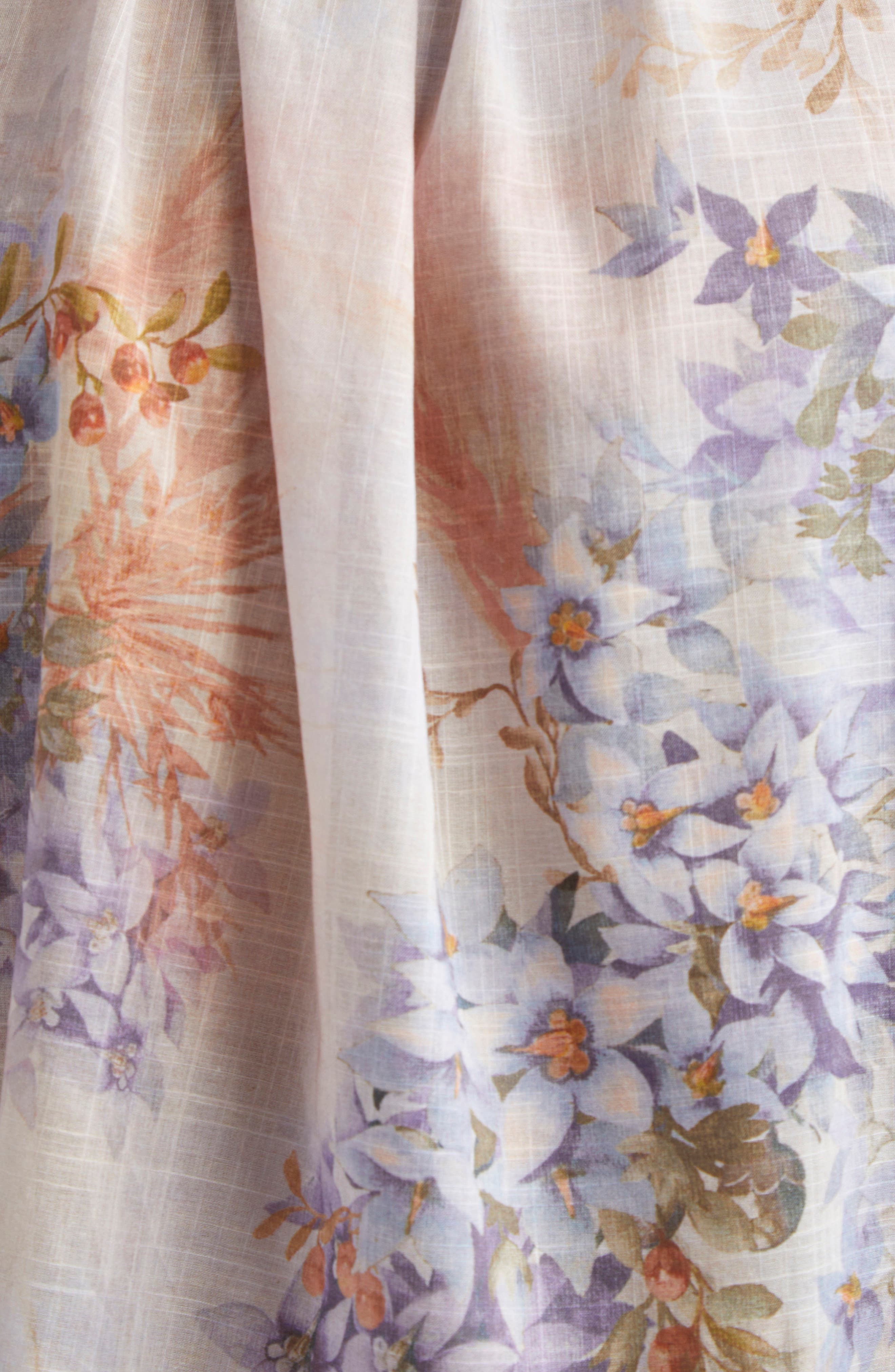 Zimmermann Cascadian Floral Print Ruffle Minidress in Lilac Botanical Floral at Nordstrom - 6