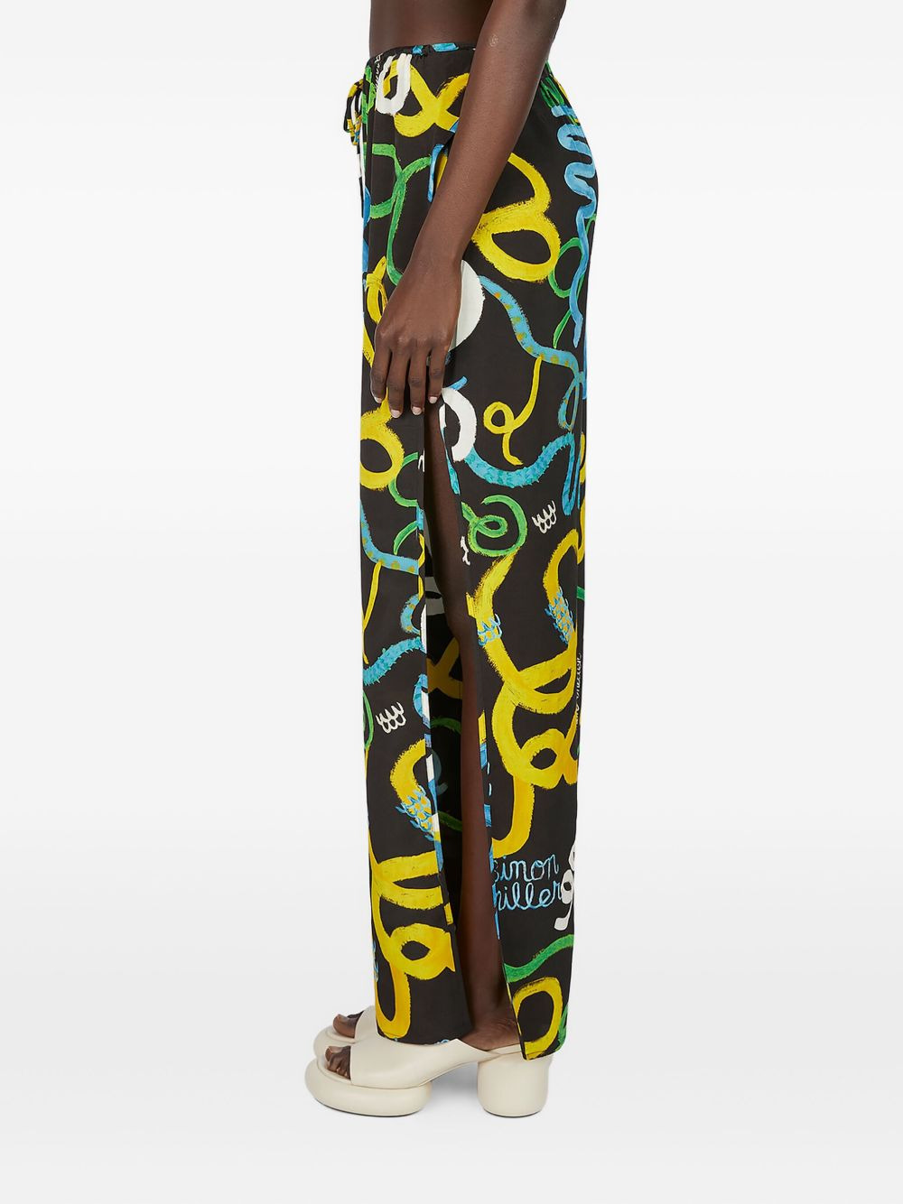 drawstring side-split trousers - 3