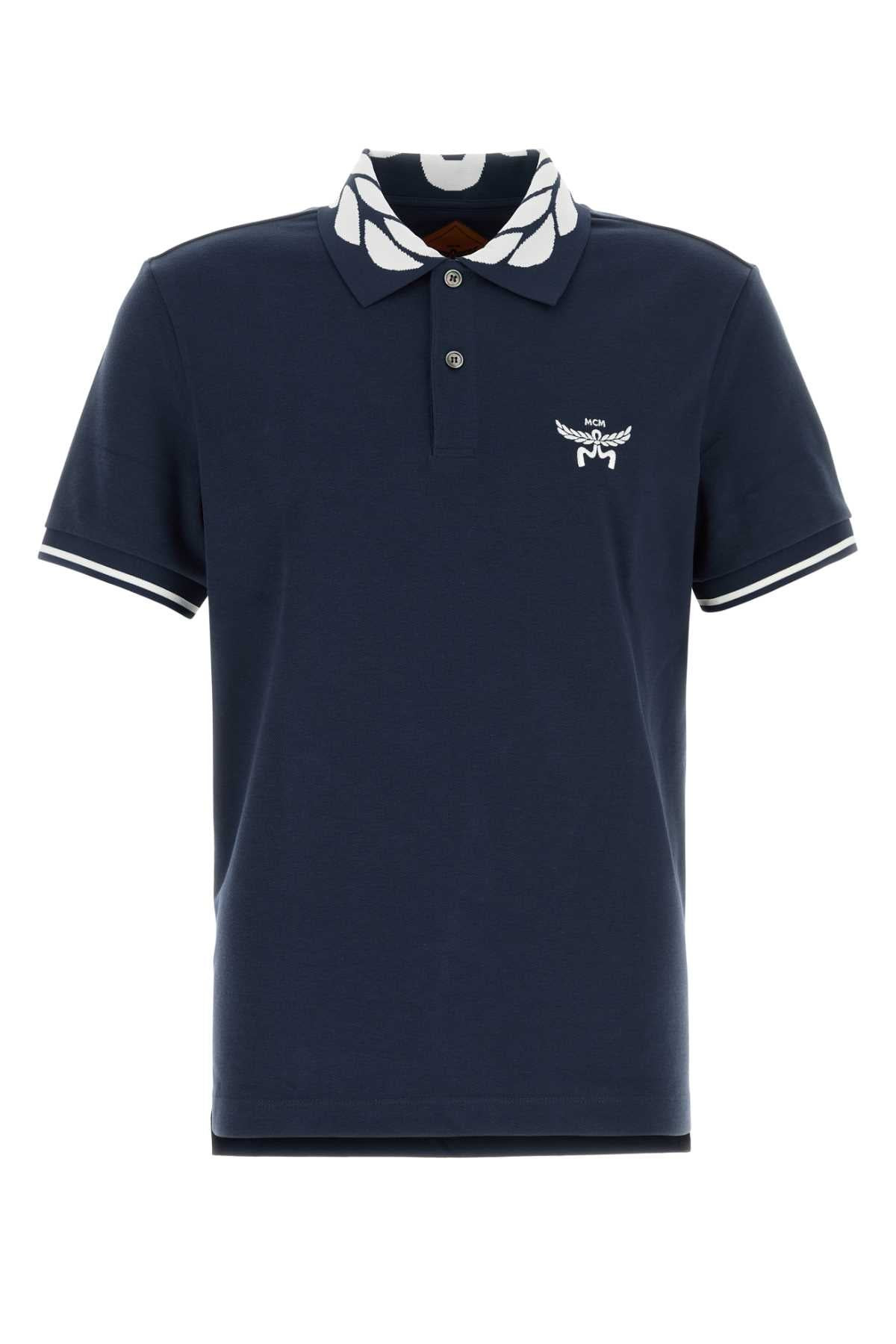 Mcm Men Navy Blue Stretch Piquet Polo Shirt - 1