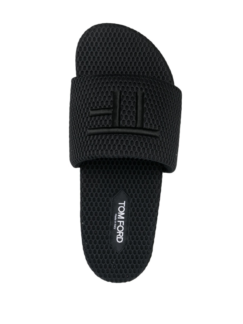 Harrison logo-embroidered mesh slides - 4