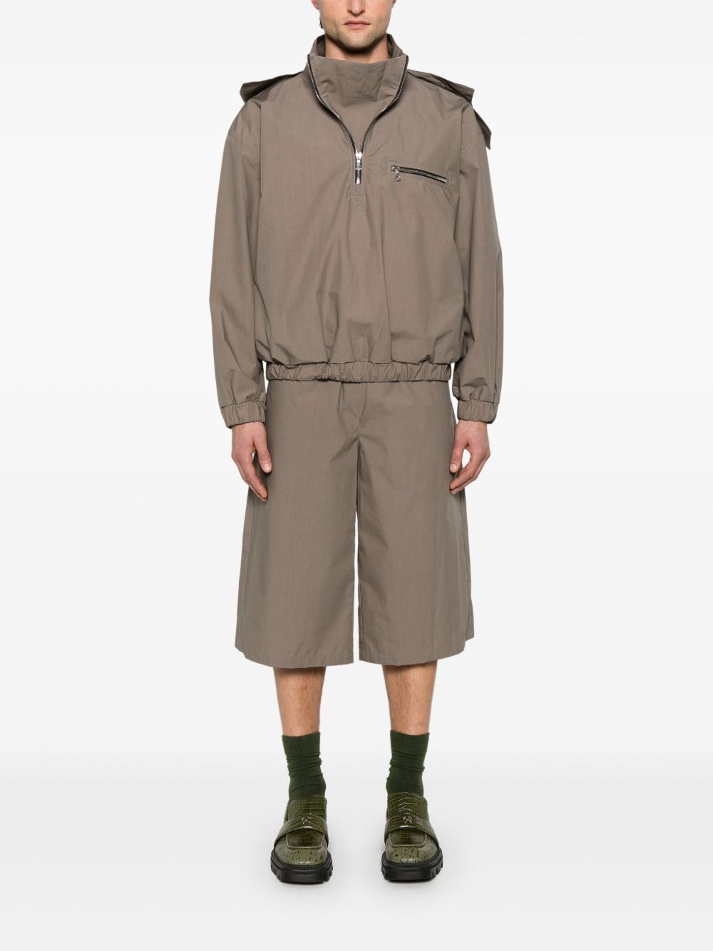 waxed poplin shorts - 2
