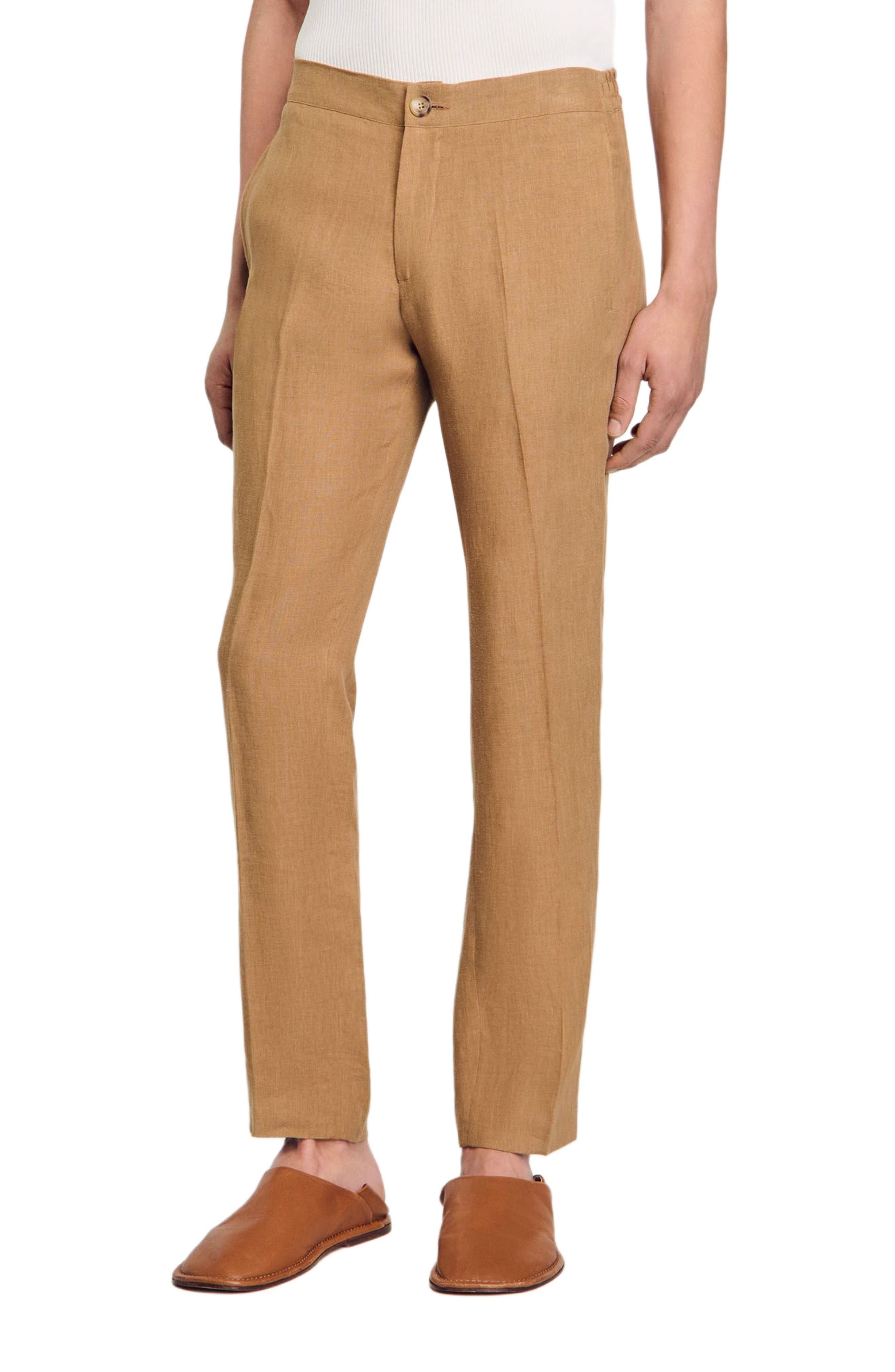 SANDRO Linen trousers in Dark Sand at Nordstrom - 3