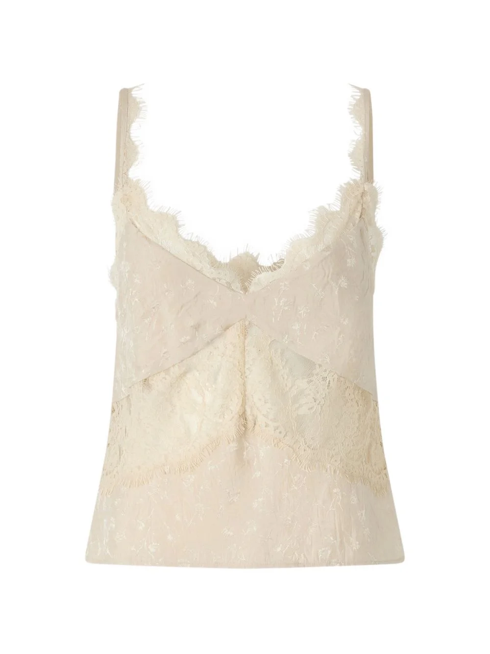lace-trim crinkled top - 1