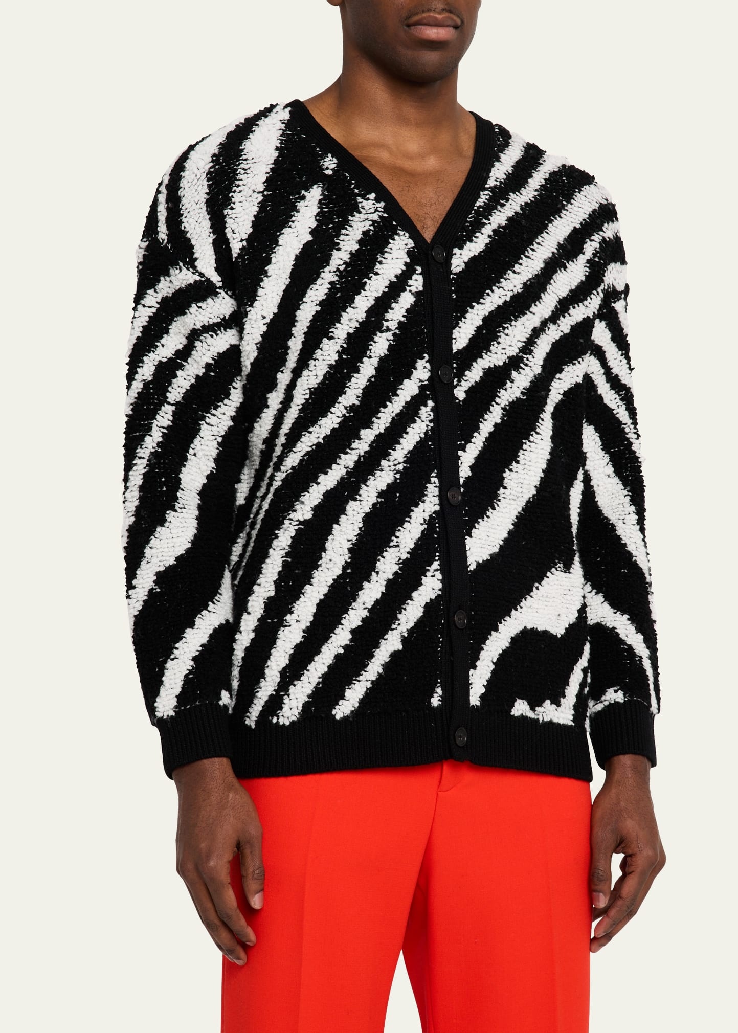 Men's Intarsia Zebra Cardigan - 4