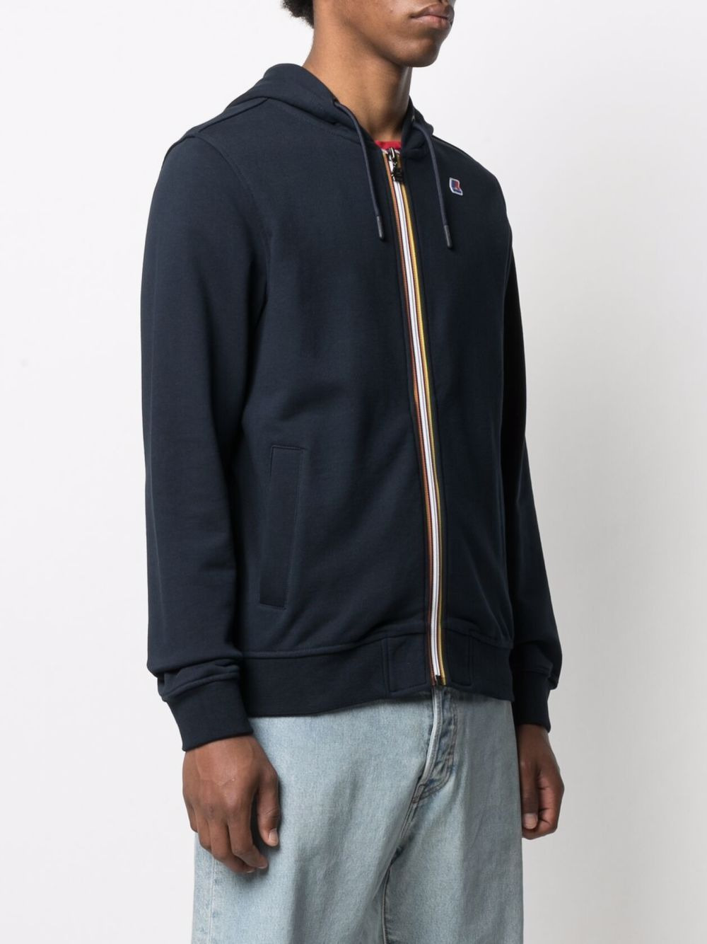 logo patch zipped hoodie - 3