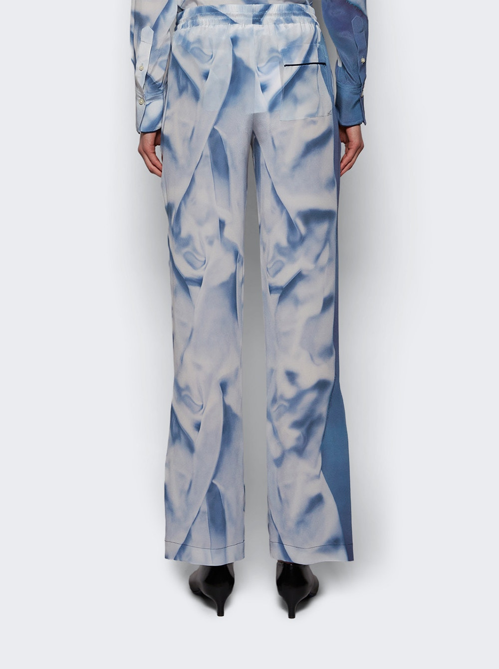 Pleat Detail Pyjama Trouser Flower Ice Blue - 5