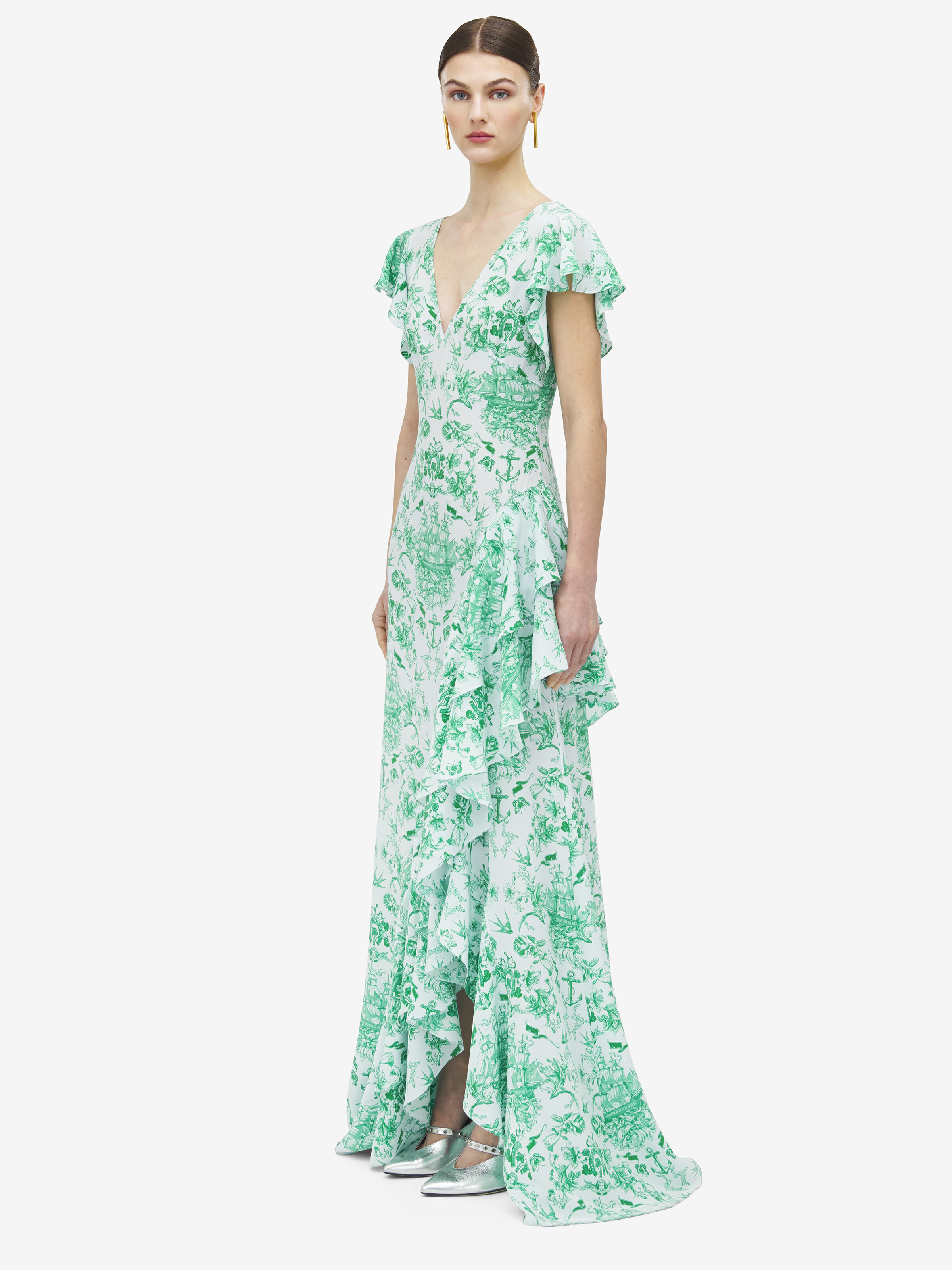 Sailor Tattoo Asymmetric Ruffle Dress - 3