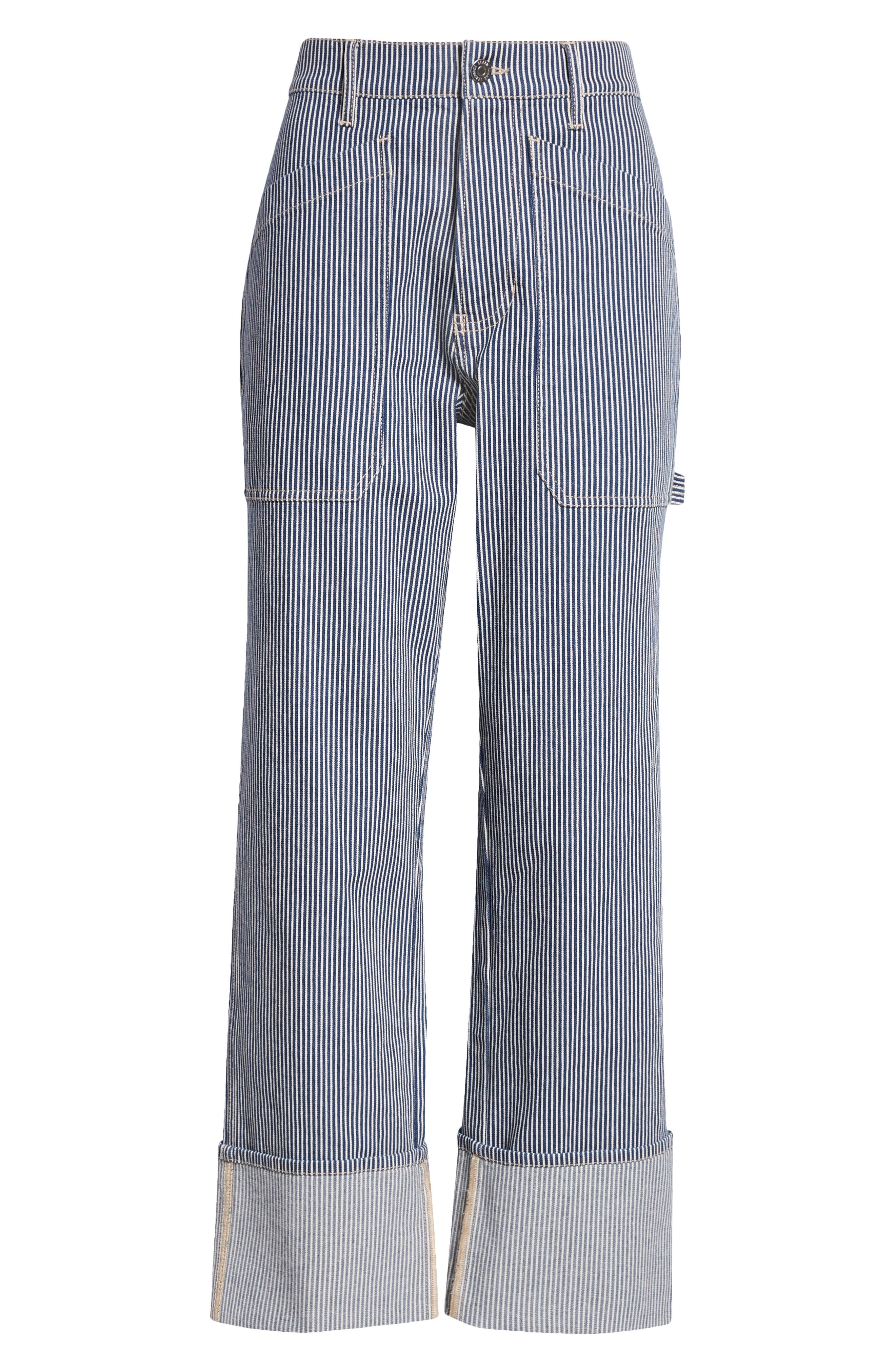 Veronica Beard Dylan Stripe High Waist Relaxed Straight Leg Jeans in Solstice Stripe at Nordstrom - 5