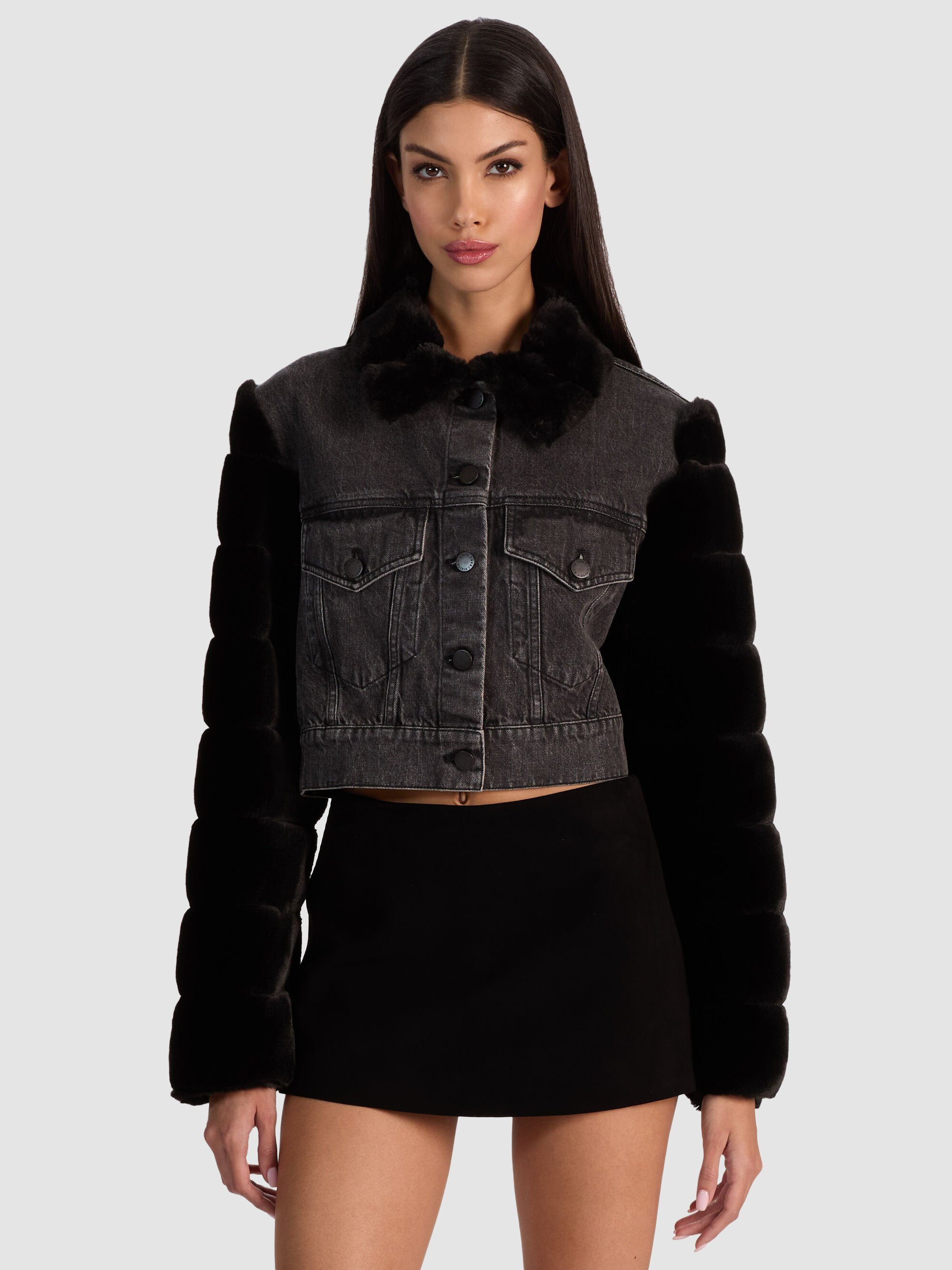 JEFF FAUX FUR DENIM JACKET - 2
