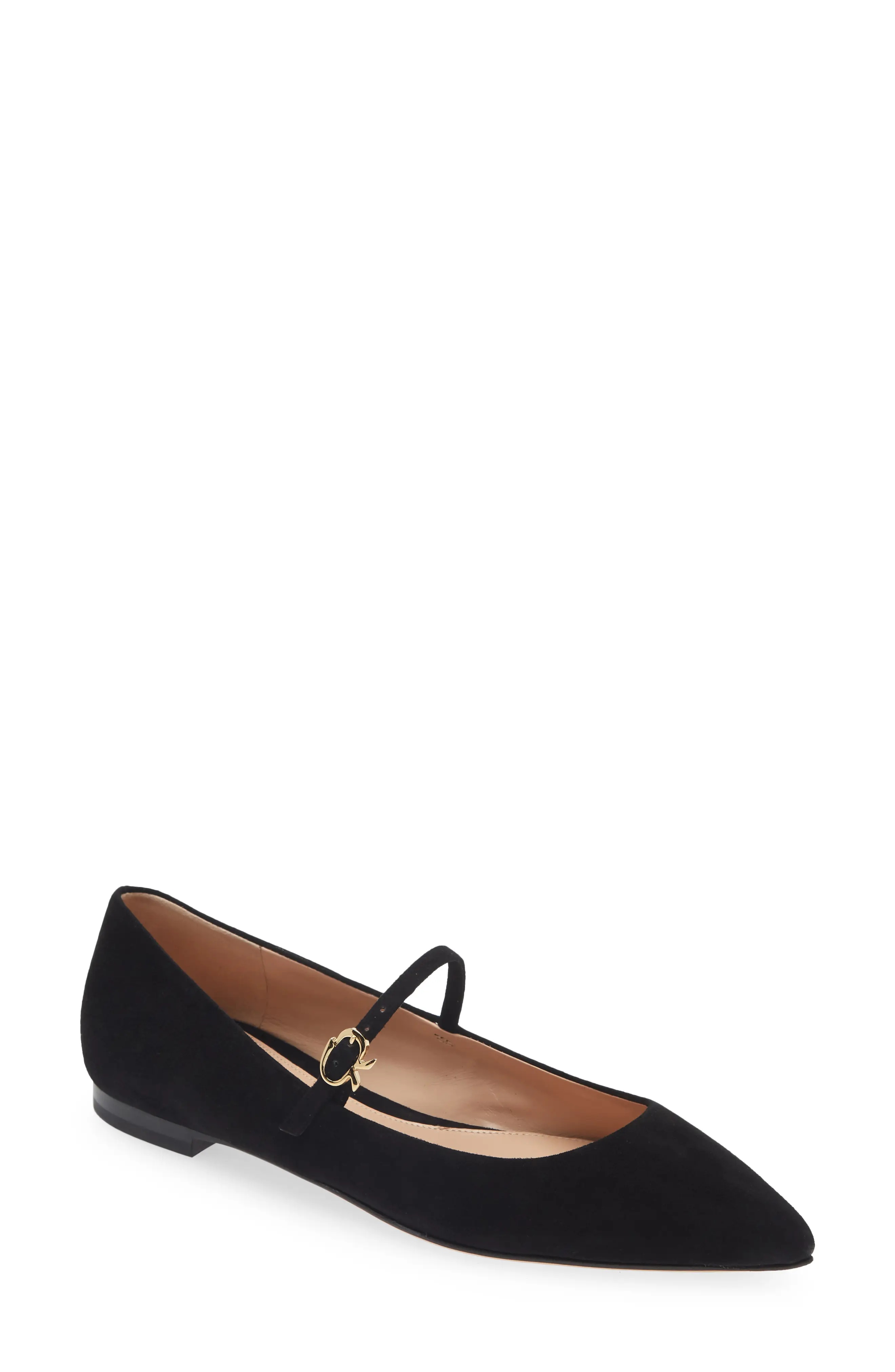 Ribbon Pointed Toe Mary Jane Ballet Flat - 1