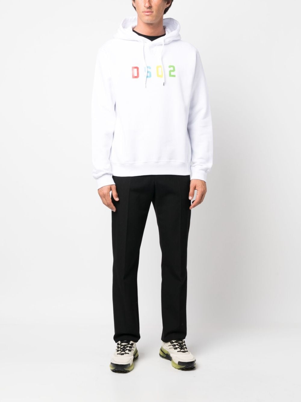 logo-print cotton hoodie - 2