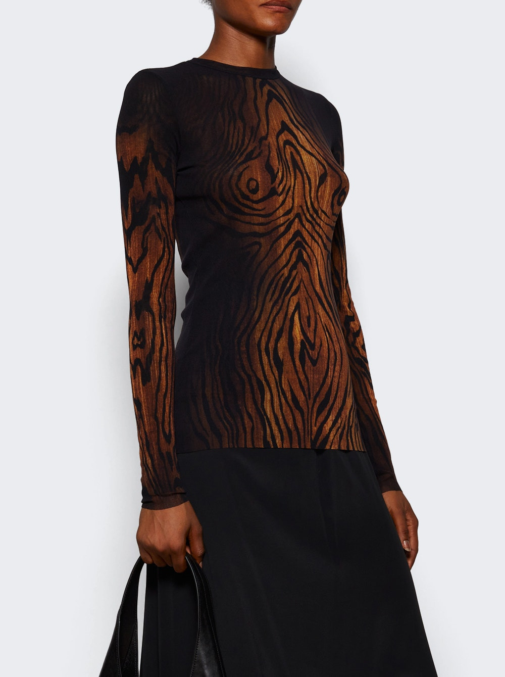 Mesh Long Sleeve Top Brown - 2
