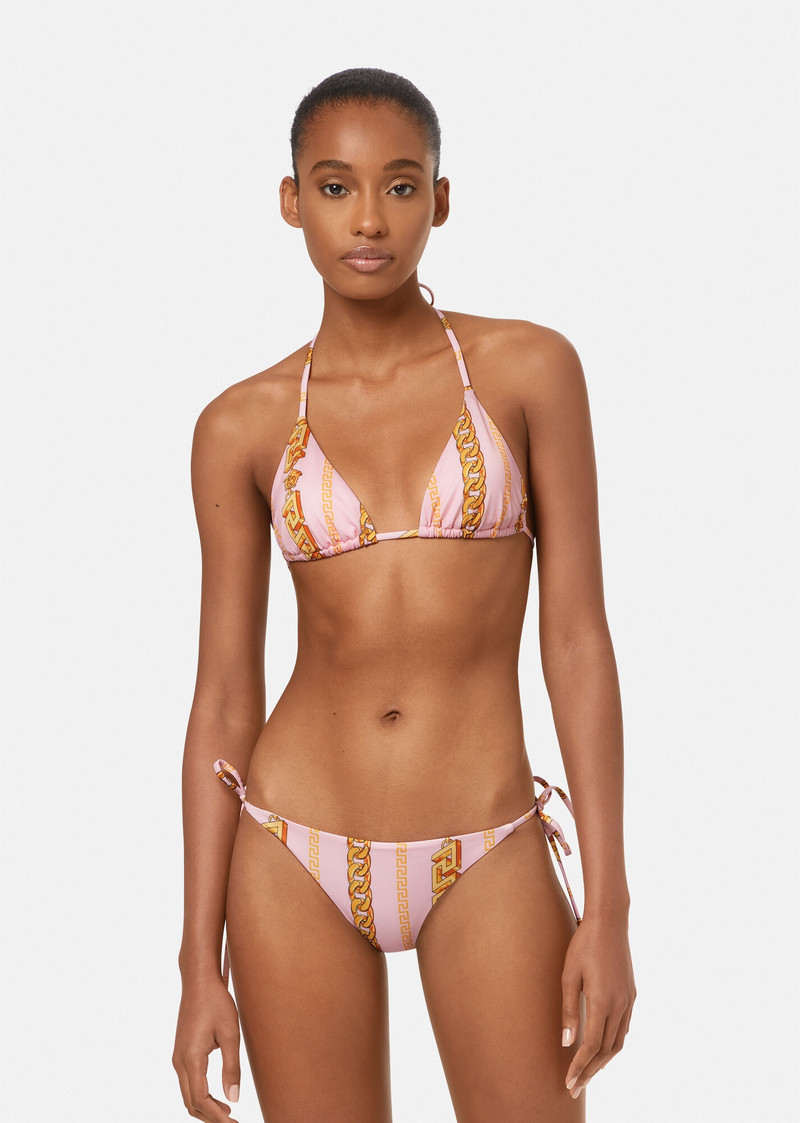 VERSACE Chain Pinstripe Bikini Top outlook