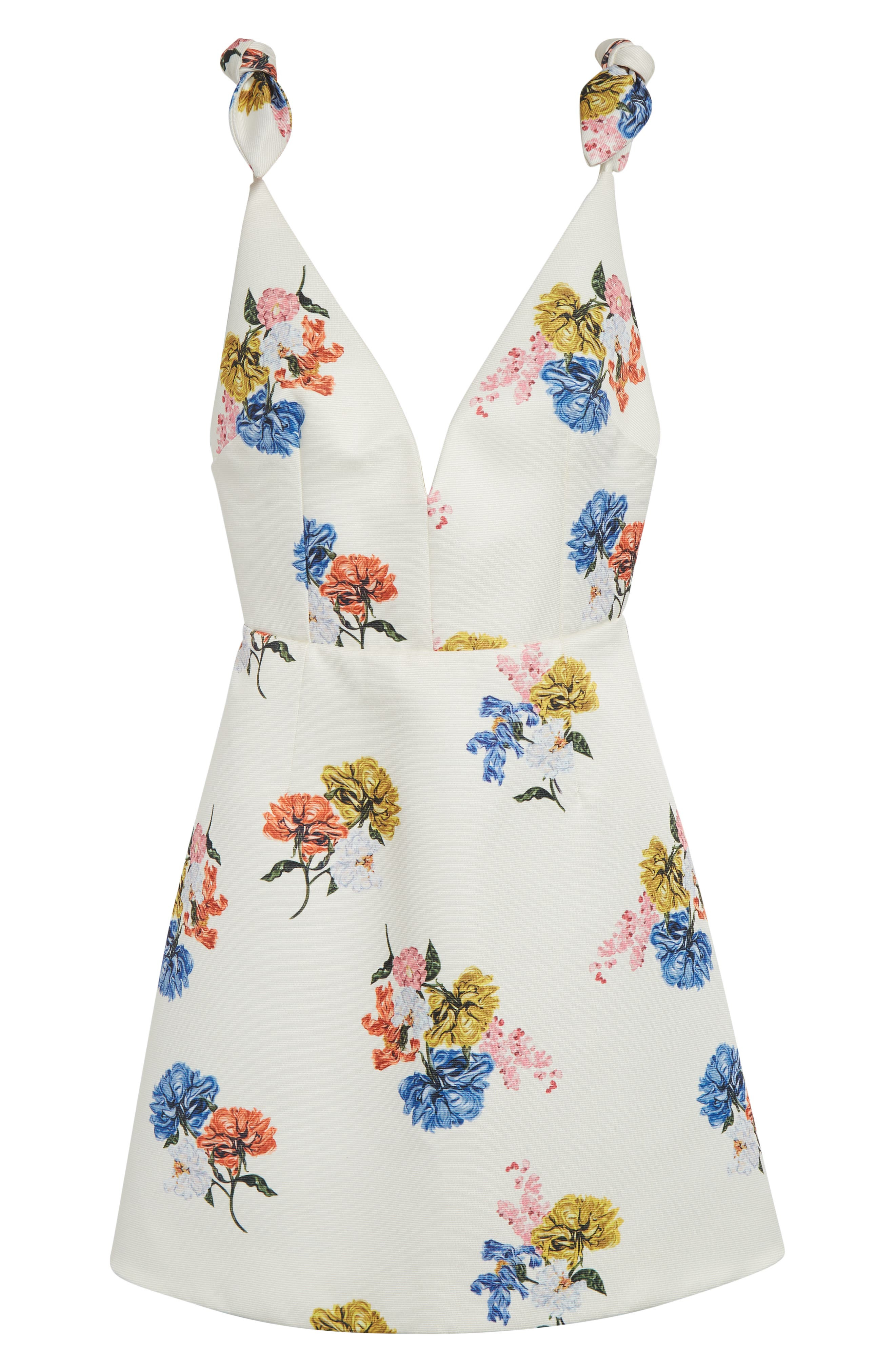 Emilia Wickstead Ludi Floral Plunge Neck Dress in Retro Bouquet On White at Nordstrom - 5