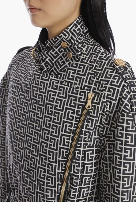 Oversized bicolor jacquard jacket with Balmain monogram - 9