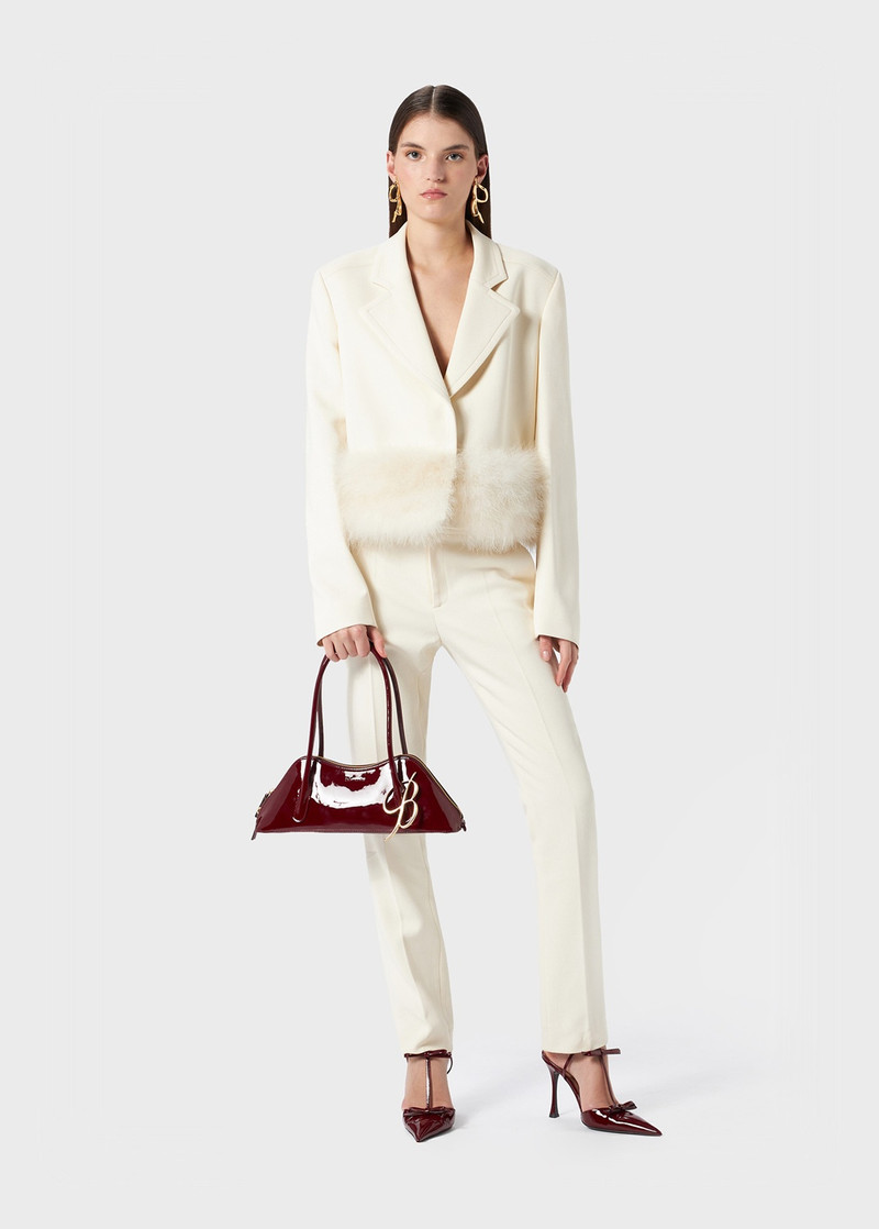 Blumarine CRÊPE SABLE' VISCOSE JACKET WITH MARABOU FEATHERS outlook