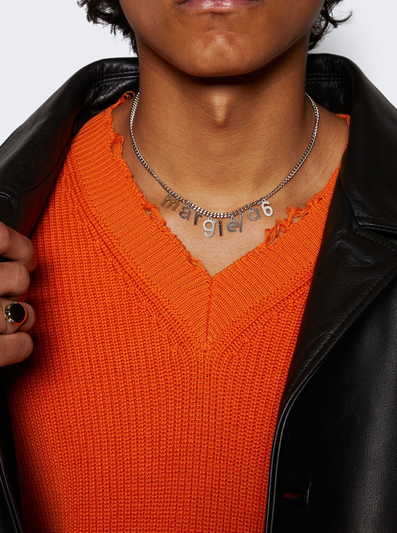 MM6 Maison Margiela Letter Logo Necklace Brushed Palladio outlook