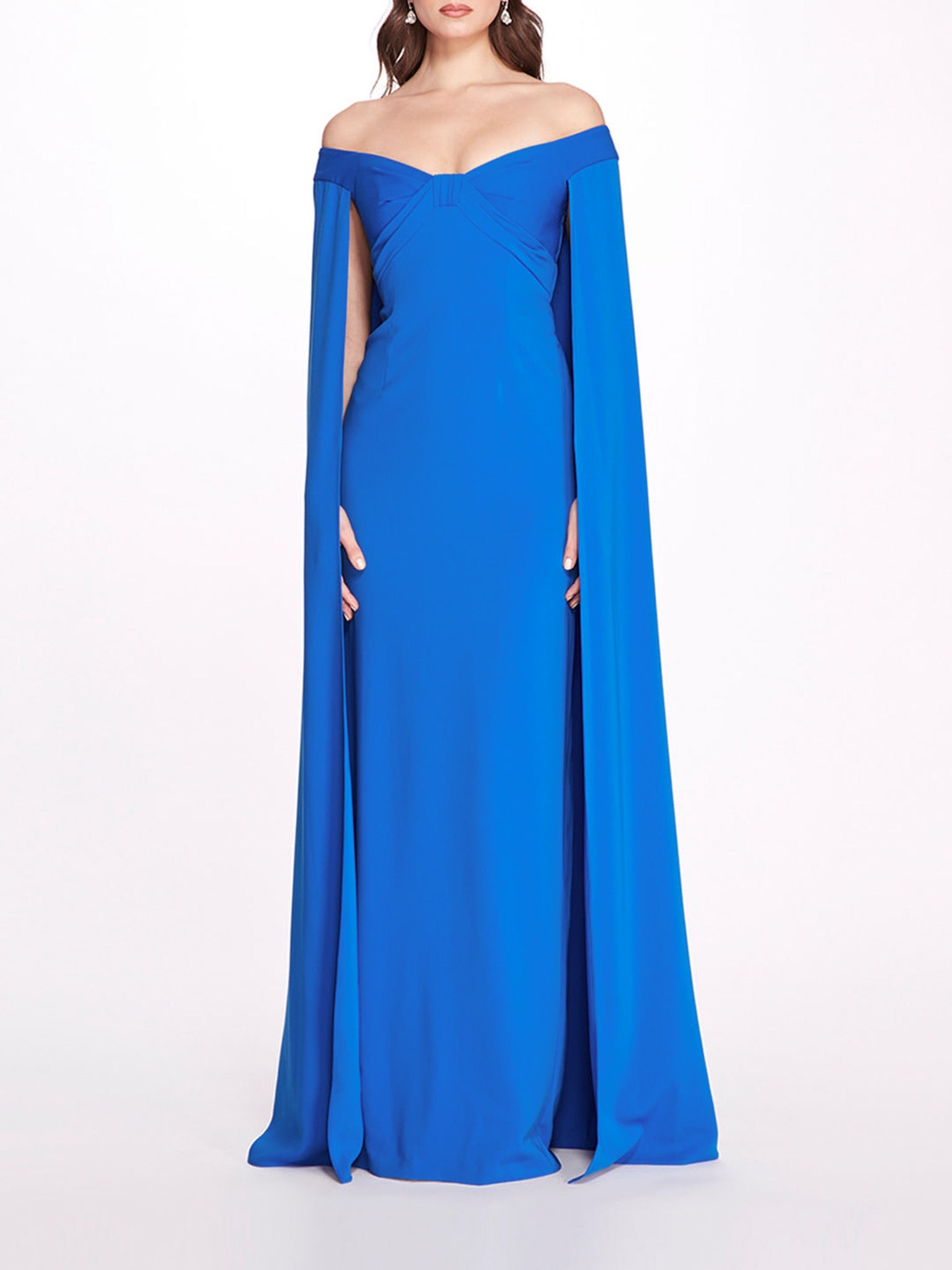 OFF SHOULDER CAPED COLUMN GOWN - 1