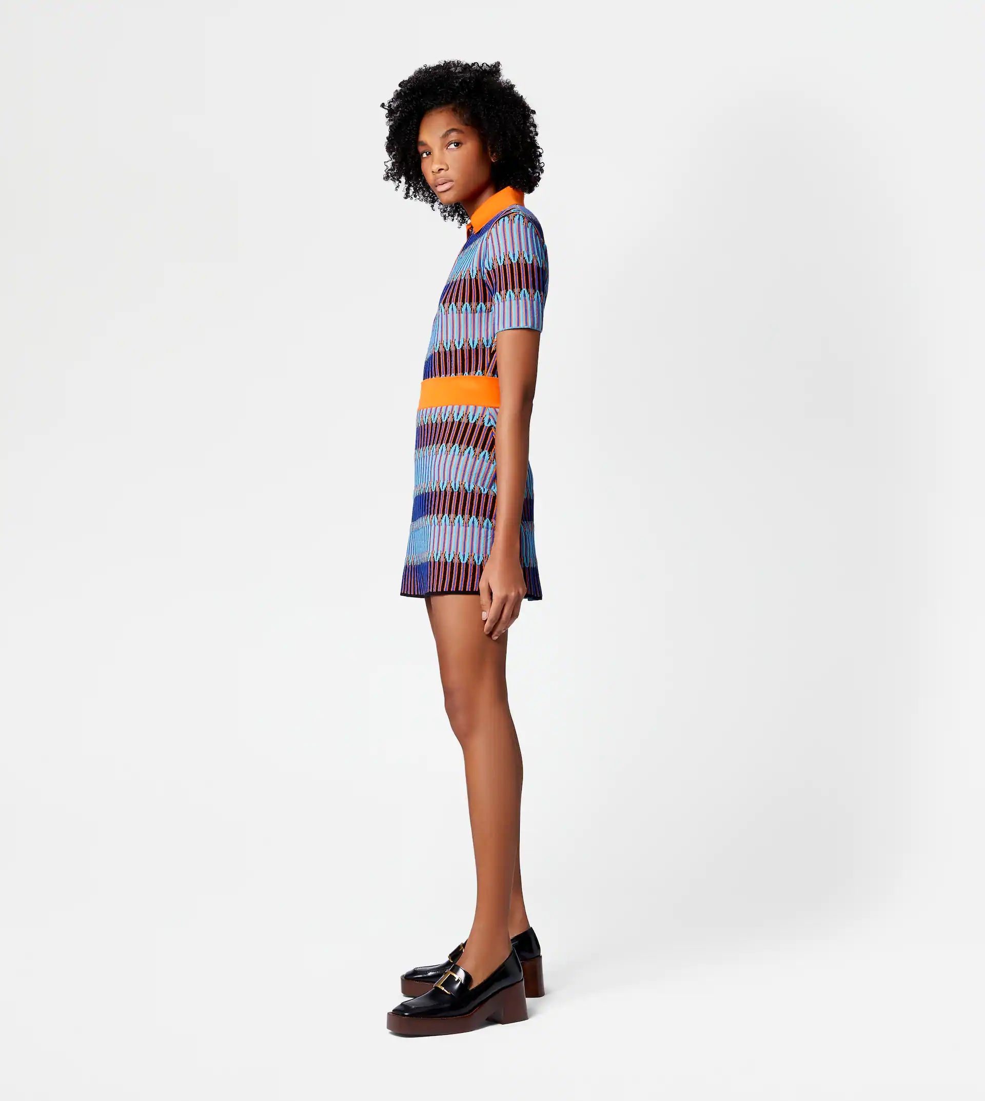 JACQUARD MINISKIRT - LIGHT BLUE, ORANGE - 4