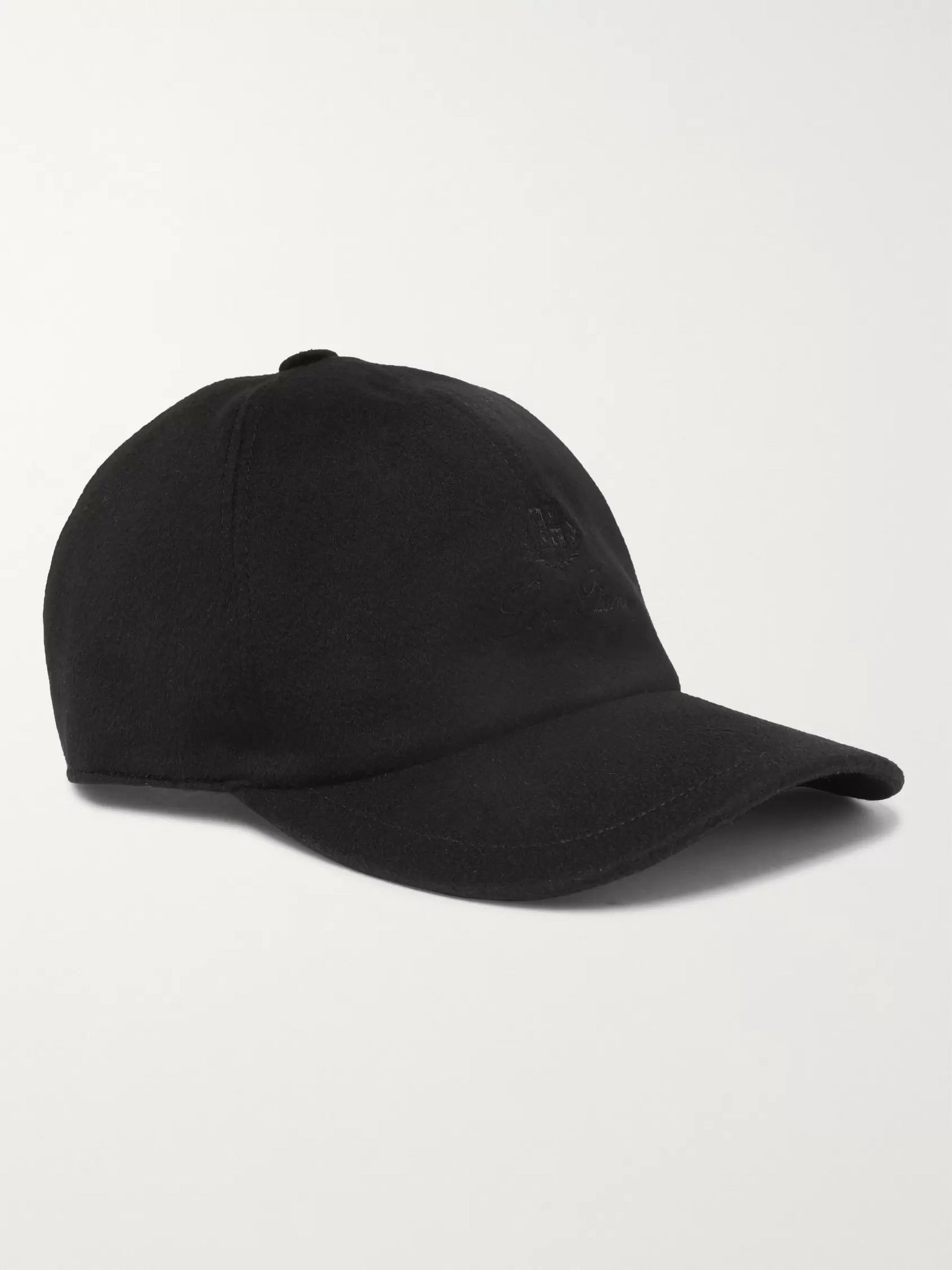 Logo-Embroidered Storm System Cashmere Baseball Cap Black - 1