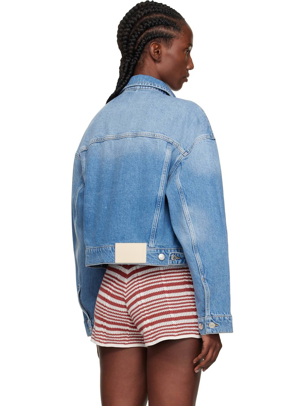 Blue Cropped Denim Jacket - 3