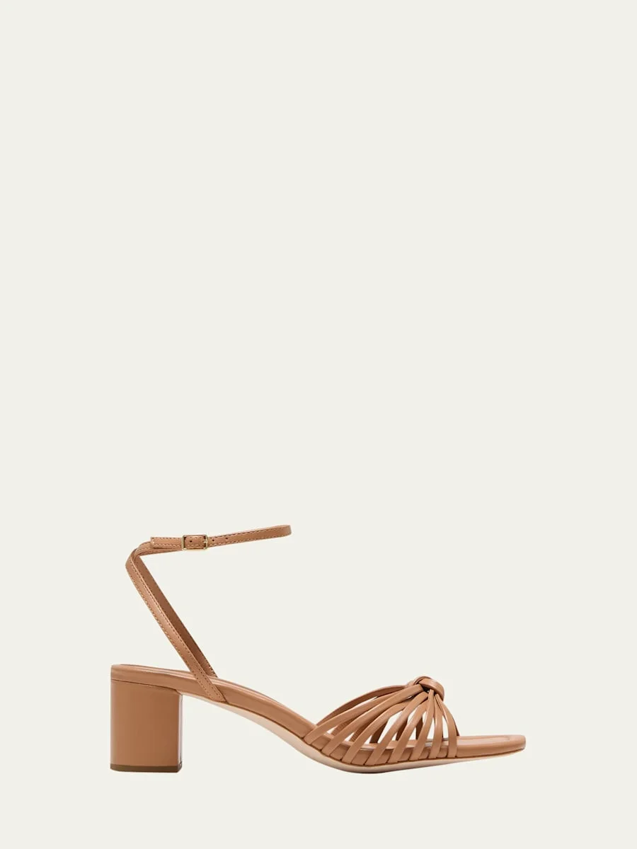 Olivia Leather Knot Block Heel Sandals - 1