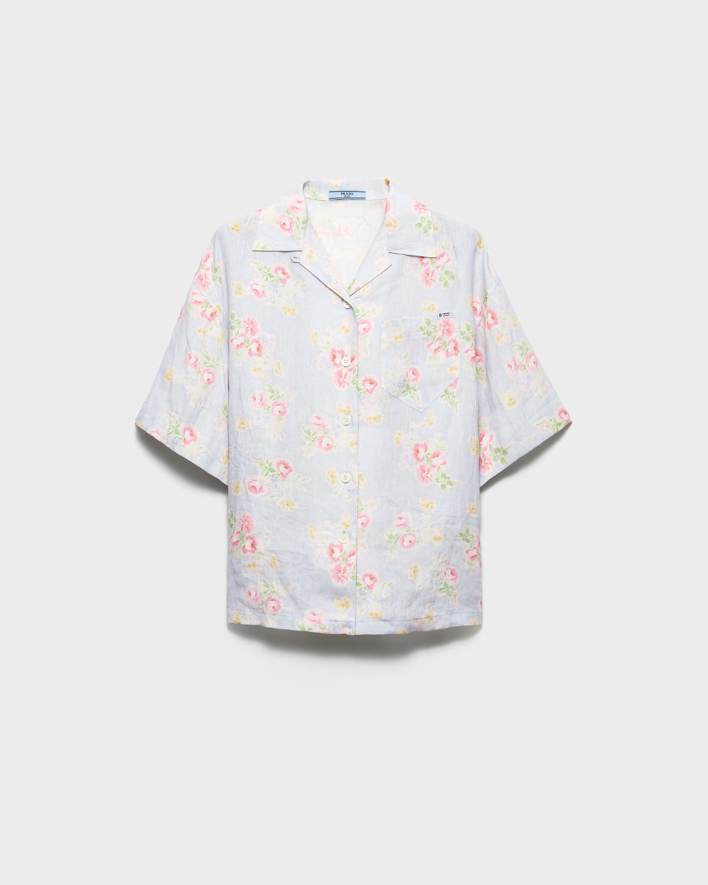 Floral print old linen shirt - 1