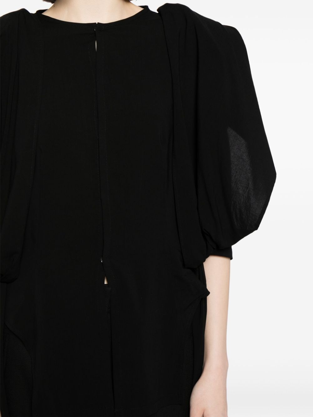 asymmetric puff-sleeve blouse - 5