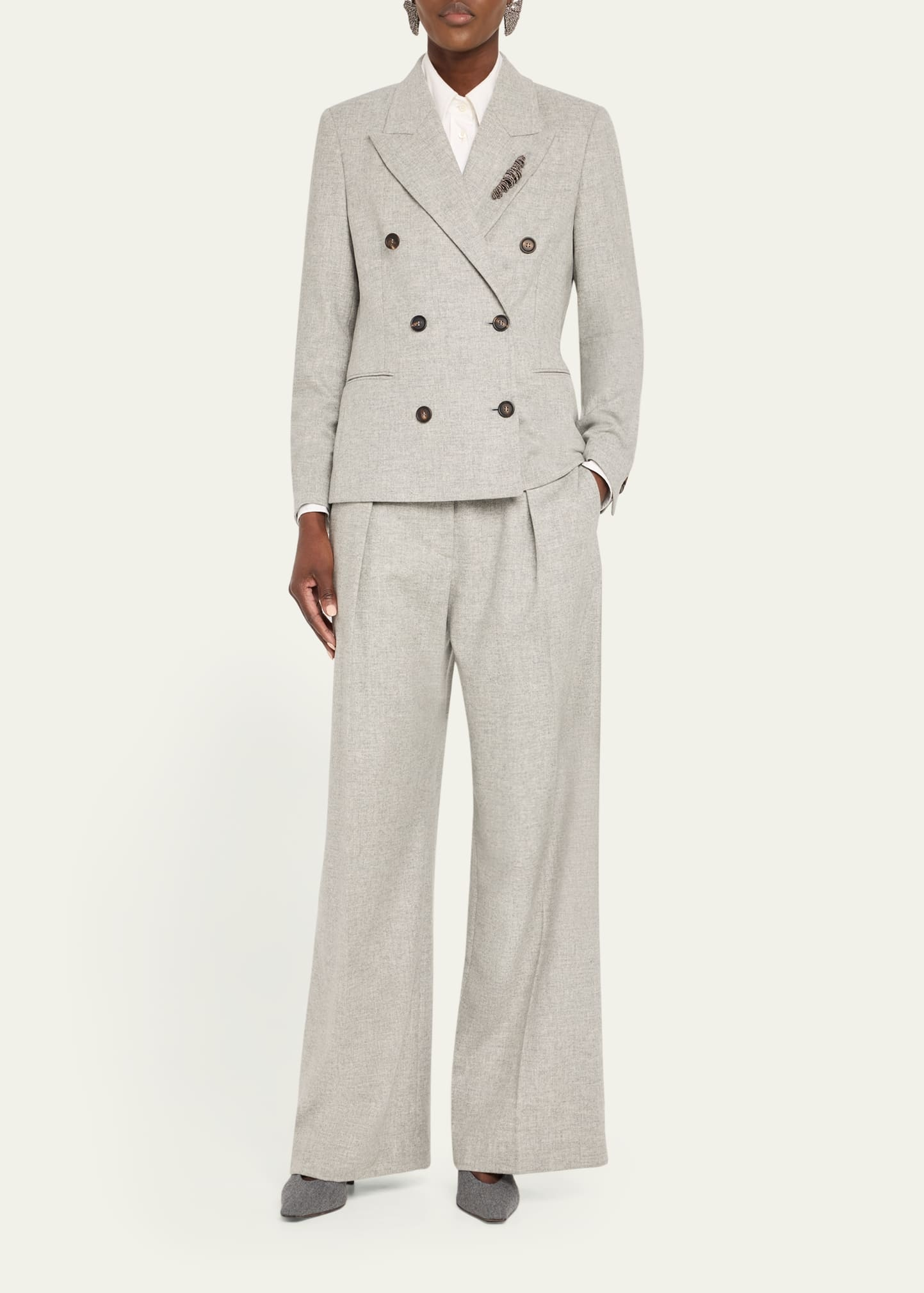 Cashmere-Wool Flannel Double-Breasted Blazer - 2