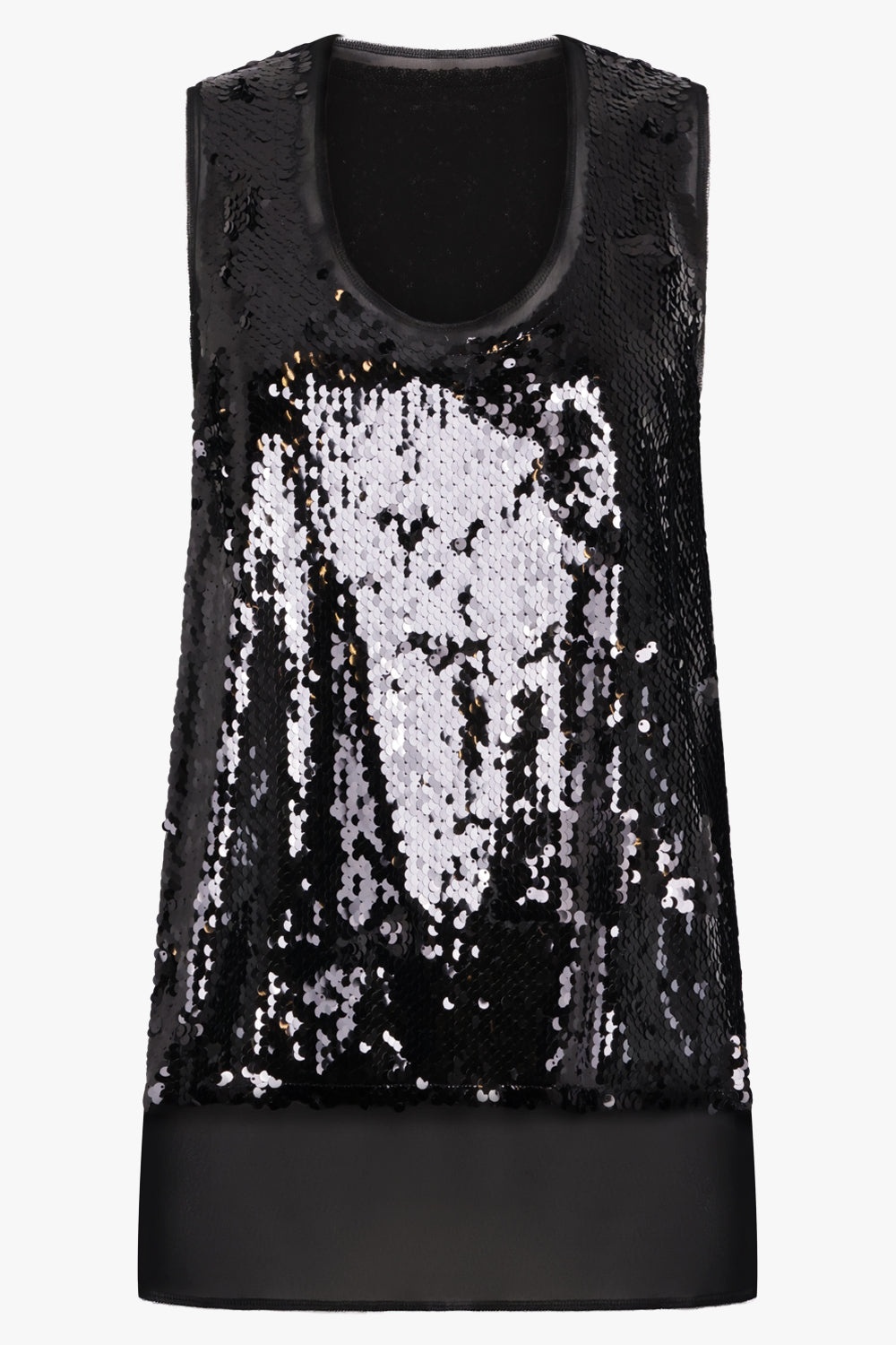 FISHSCALE SEQUIN OVERLAY S/LESS TOP | BLACK - 1