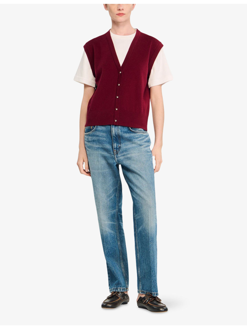 Two-In-One Short-Sleeved Wool and Cashmere Top - 2