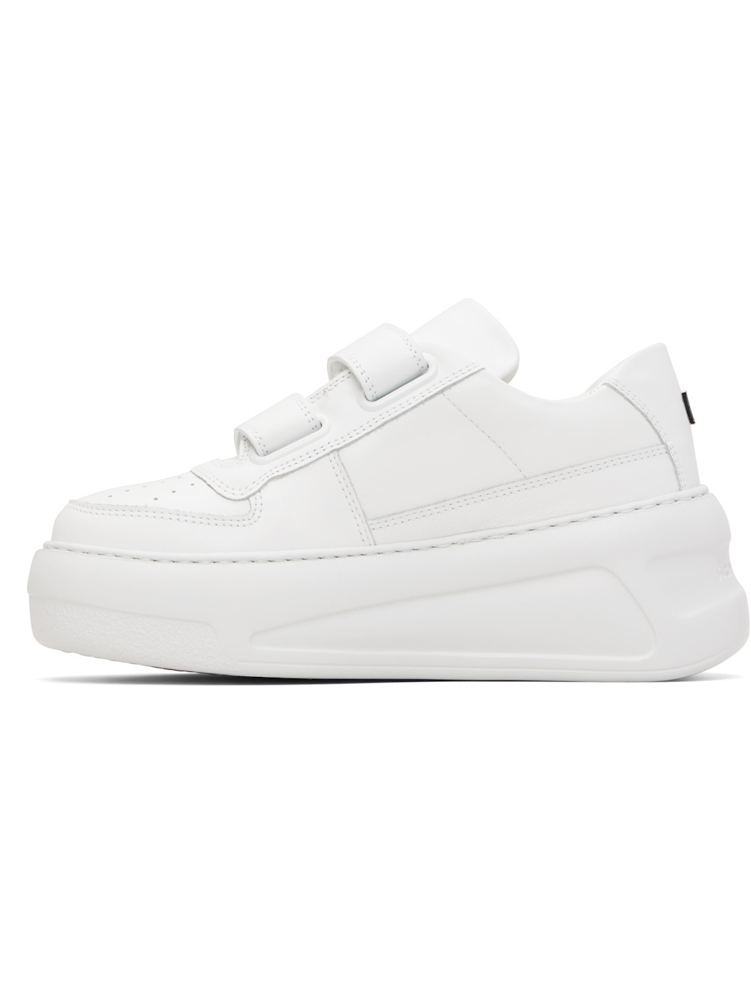 White Velcro Strap Platform Sneakers - 3