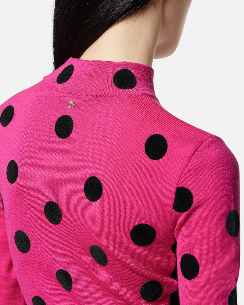 Polka Dot Turtleneck Knit Midi Dress 5