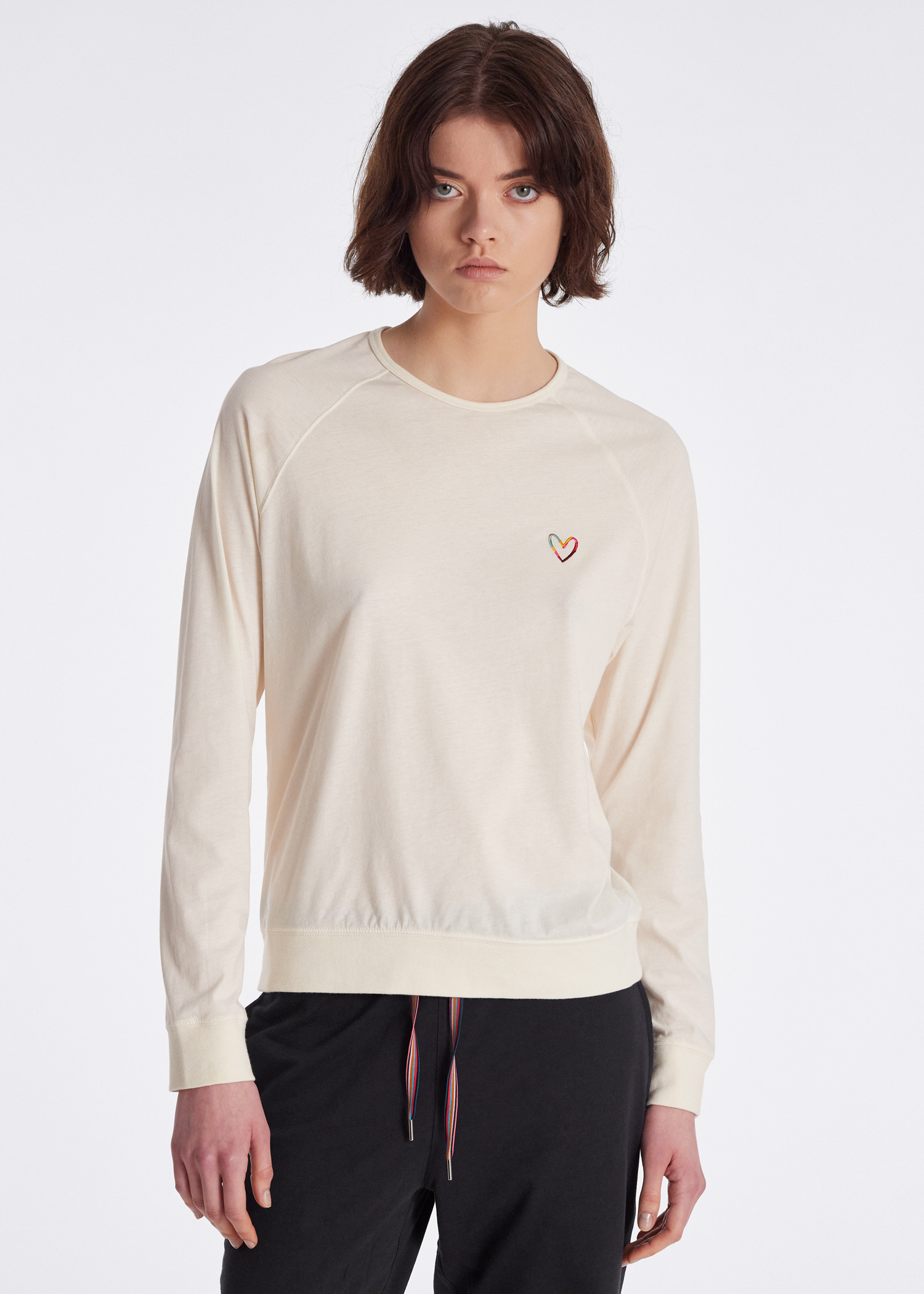 Women's Cream Lounge Jersey 'Swirl Heart' Long-Sleeve Top - 5