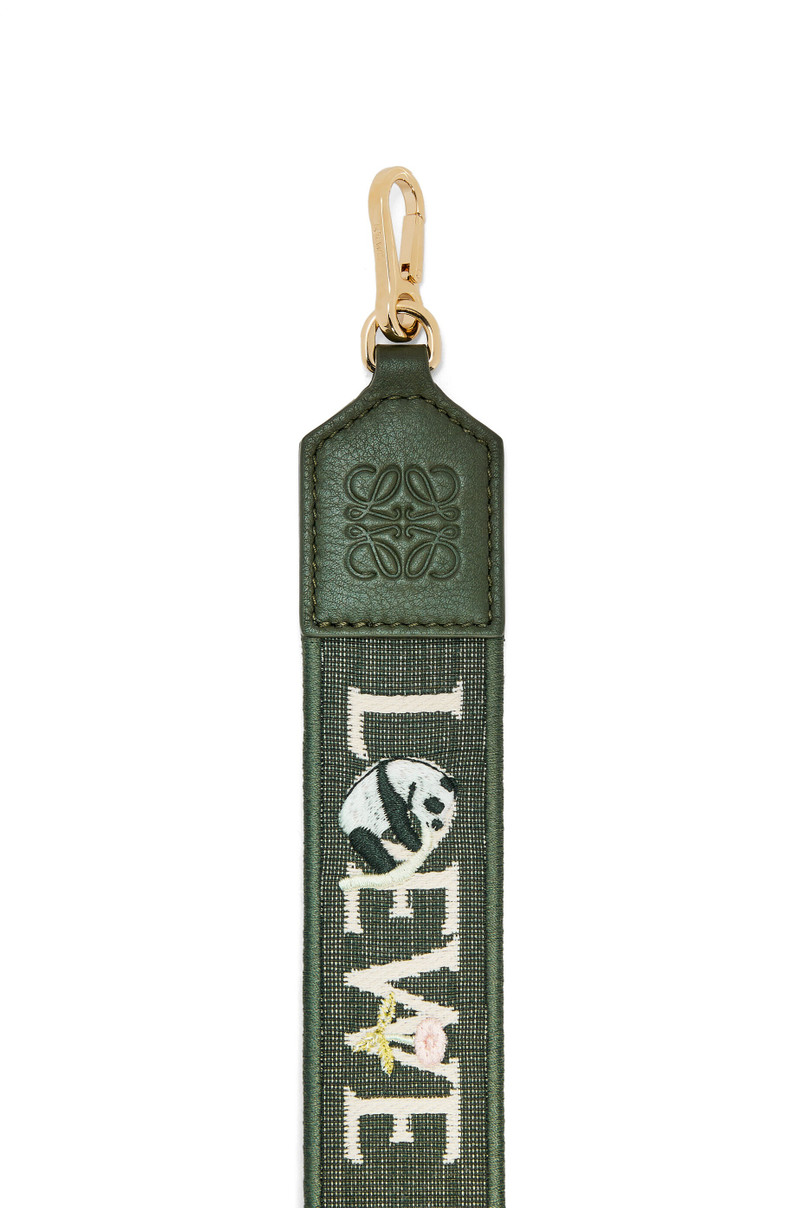Loewe Panda Anagram strap in jacquard and calfskin outlook