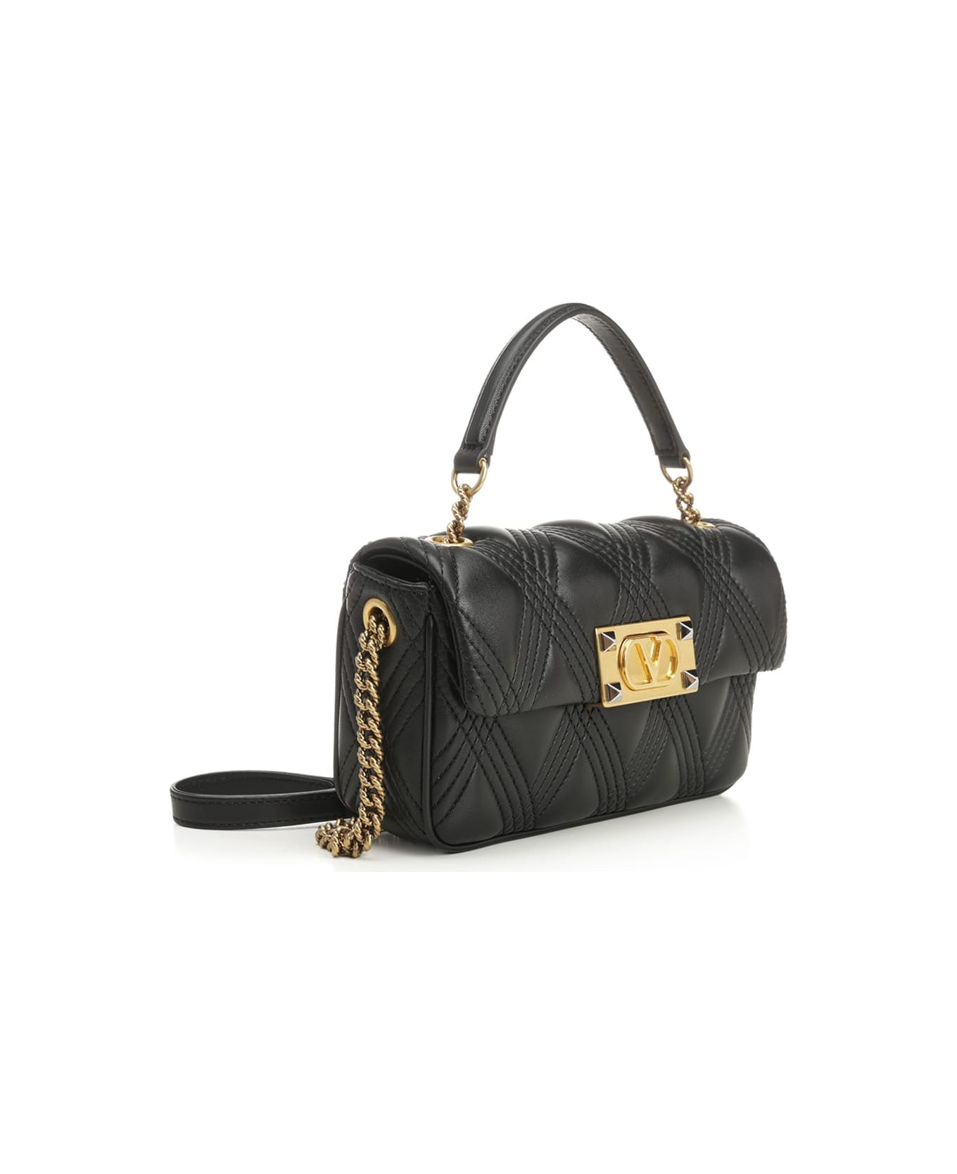 Small Top Handle Bag | Quiltie 67 | Nappa Deluxe/a.brass Logo-pall.studs-ant - 2