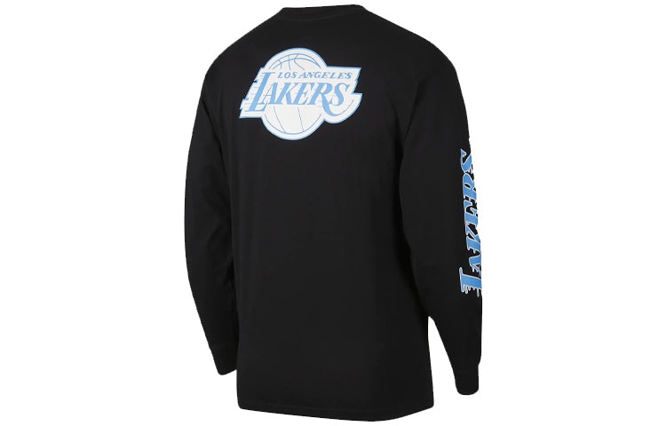 Nike NBA Courtside City Edition Los Angeles Lakers Casual Sports Round Neck Long Sleeves Black CT940 - 2