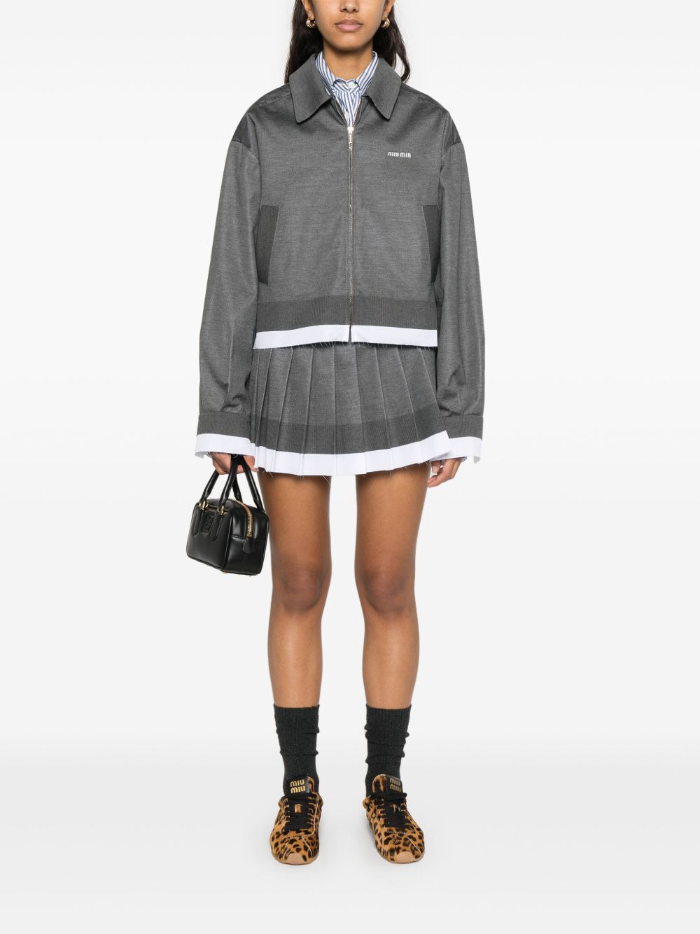 Miu Miu Women Poplin Knit Mini Skirt - 4