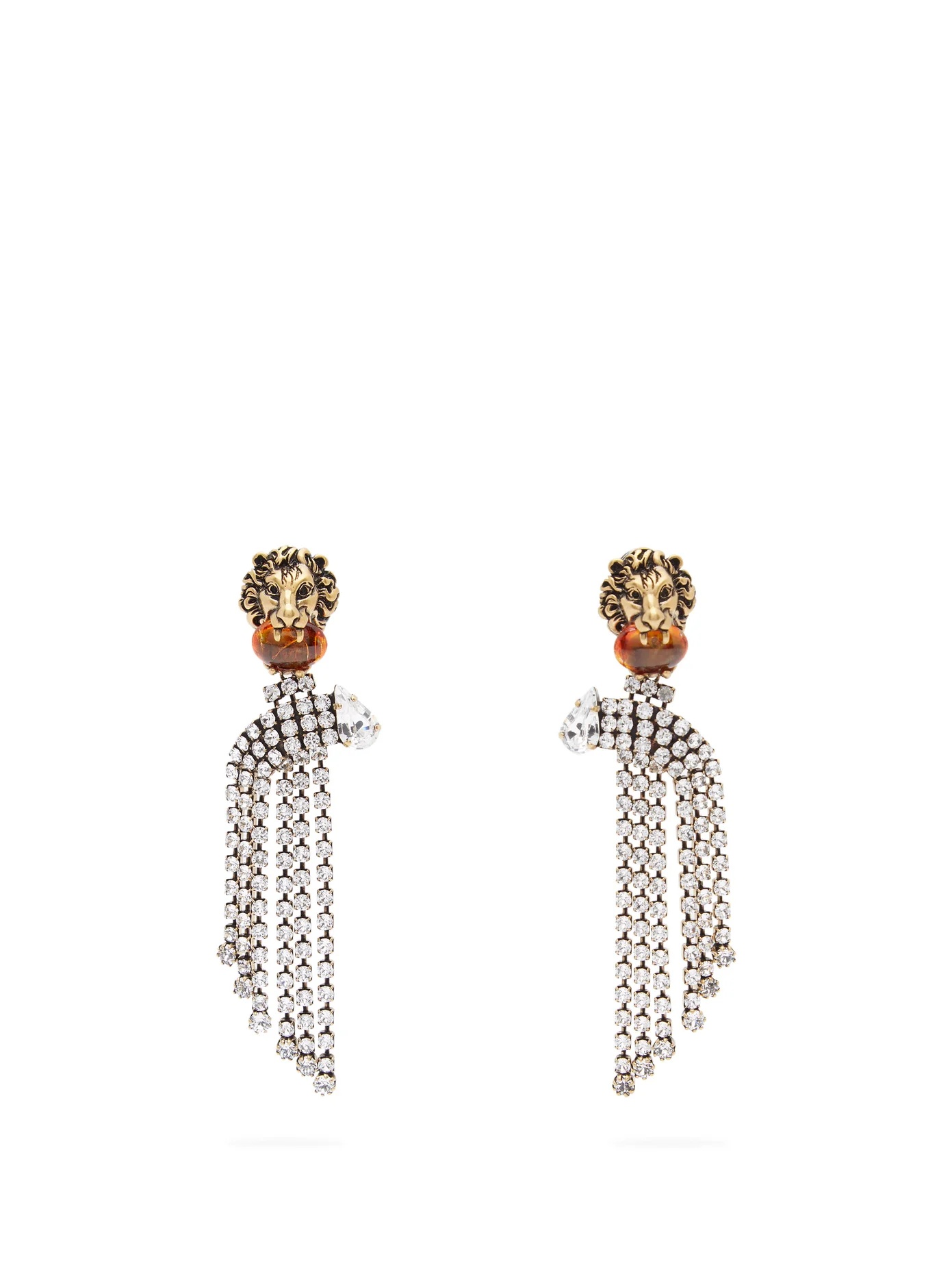 Lion crystal-embellished clip earrings - 1