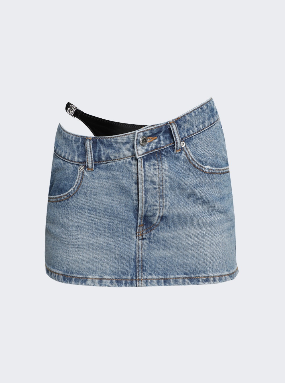 Asymmetric Bikini Layer Mini Denim Skirt Vintage Light Indigo - 1