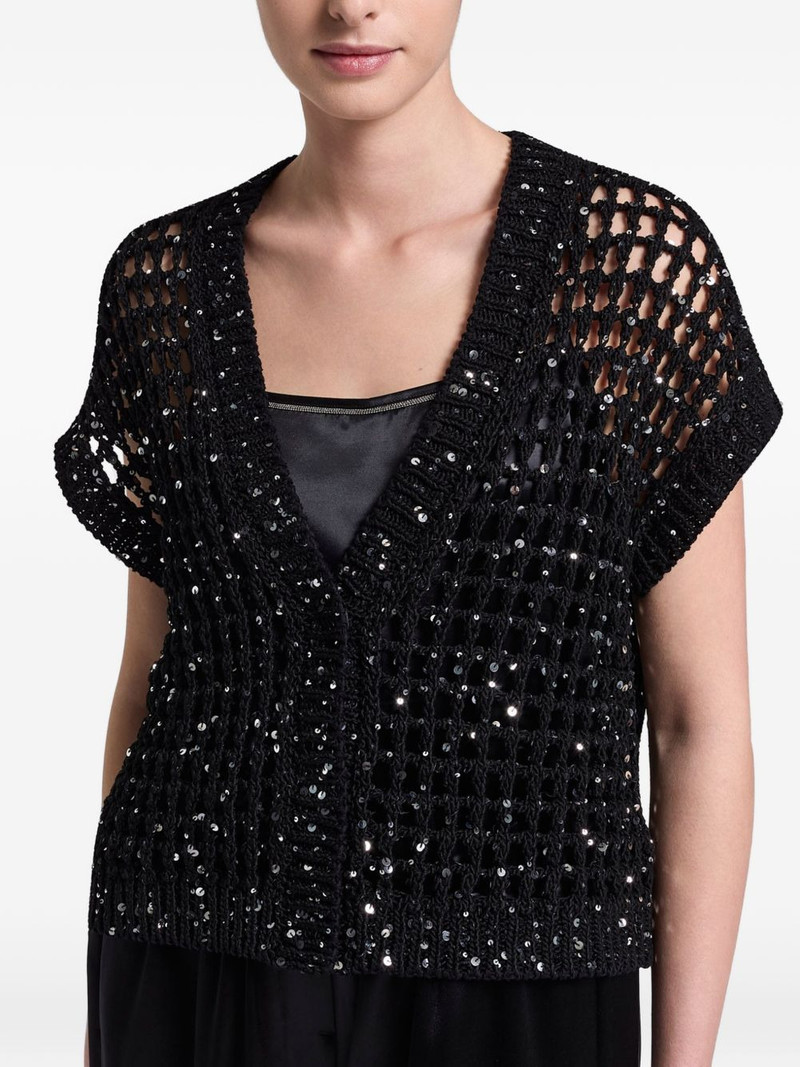 sequin-embellished open-knit cardigan 3