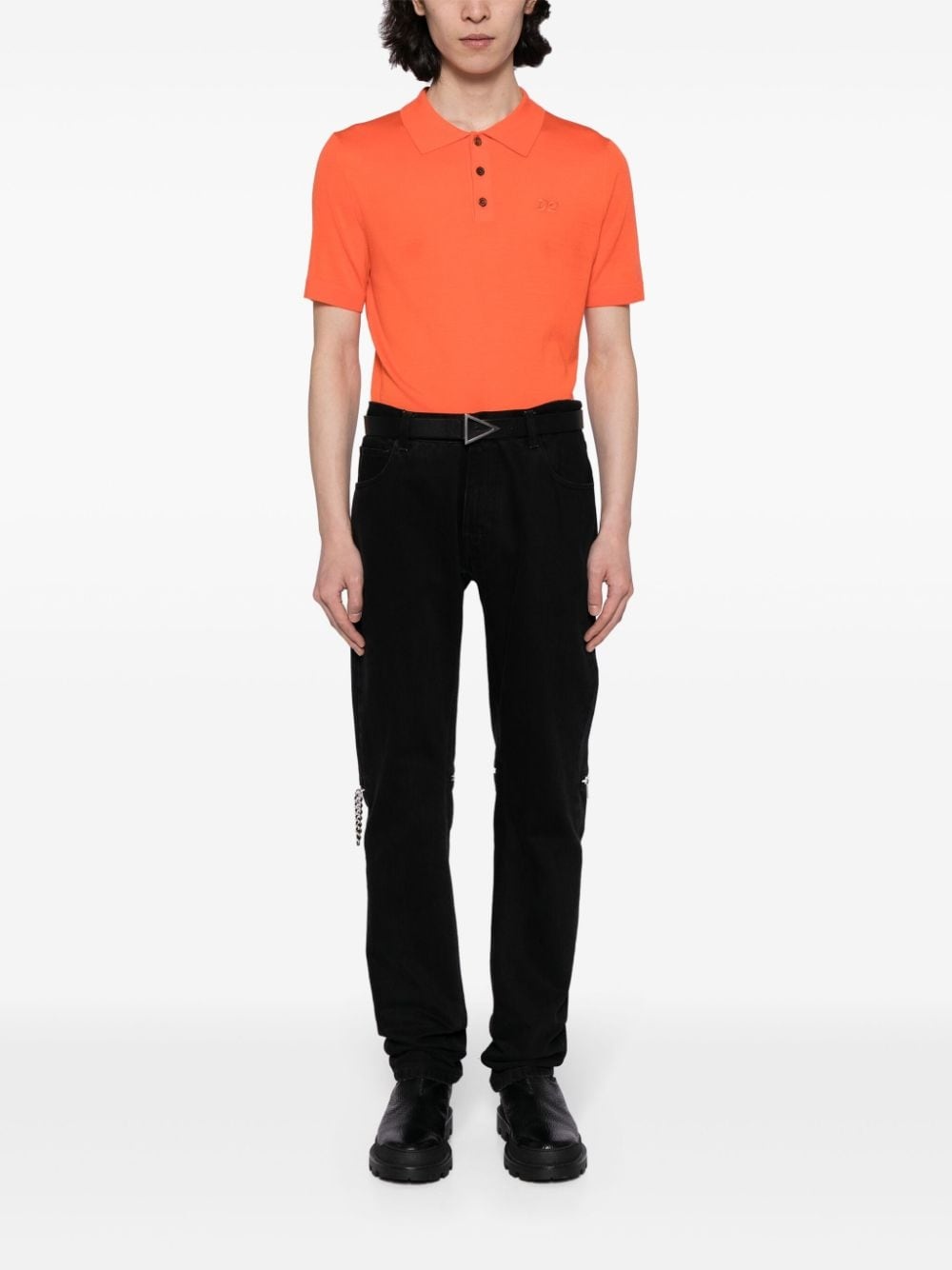 logo-embroidered virgin wool polo shirt - 2