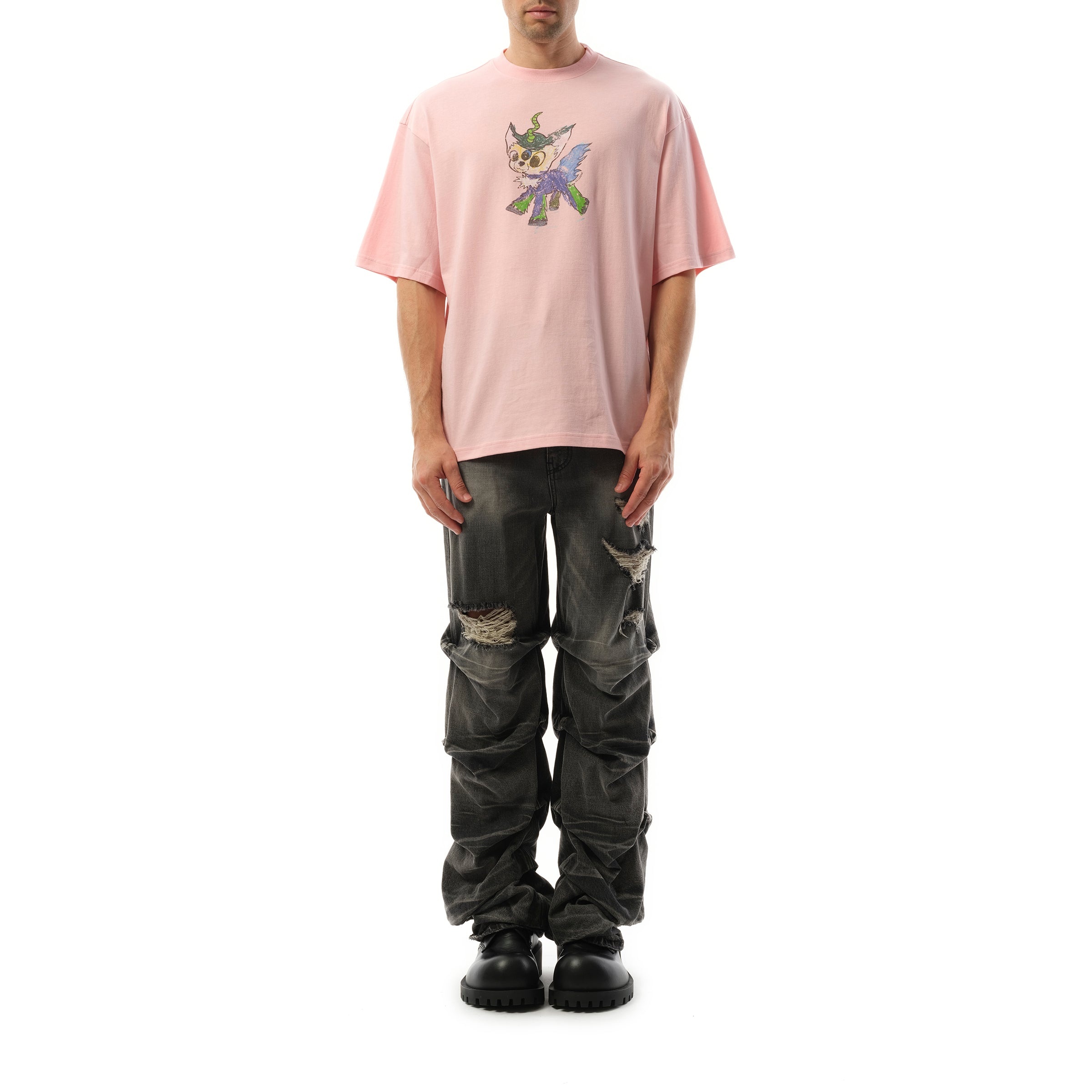 Jeff Monster Drawing T-Shirt in Pink - 4